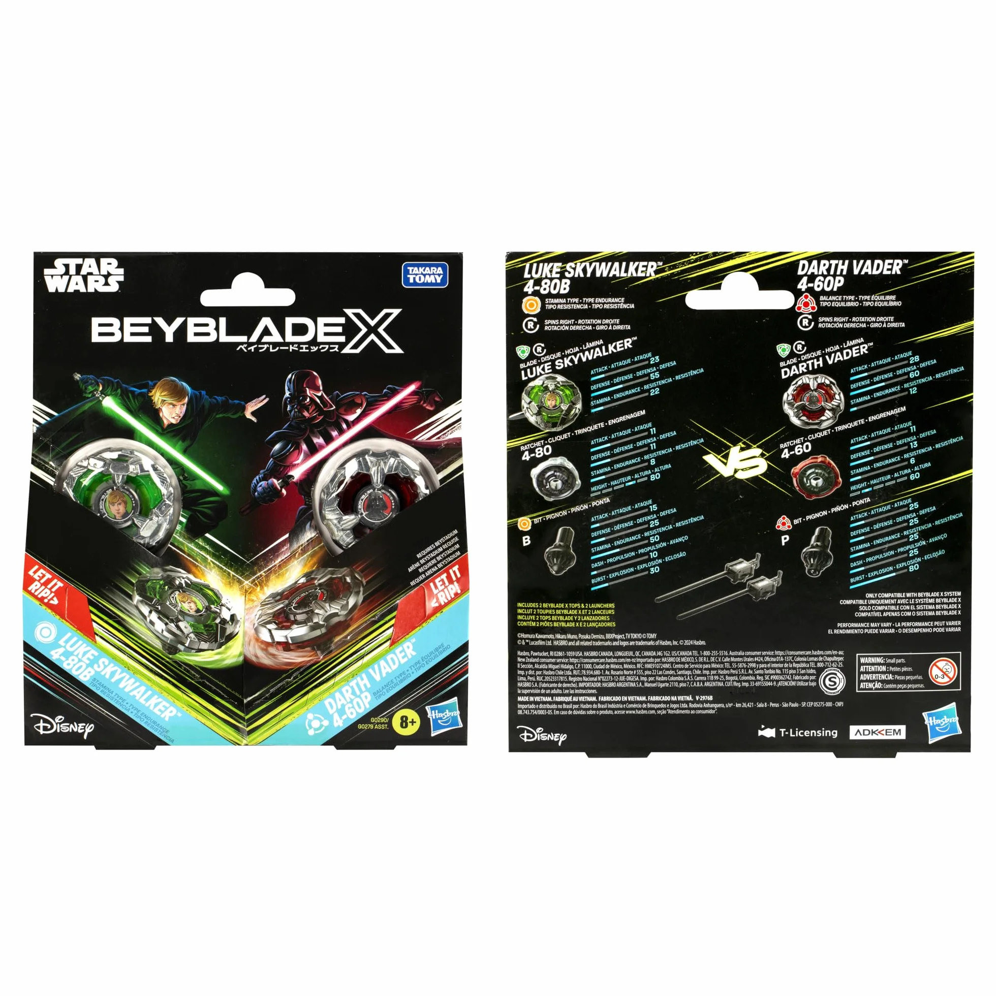 Beyblade X Gwiezdne wojny Collab Luke Skywalker 4-80B kontra Darth Vader 4-60B