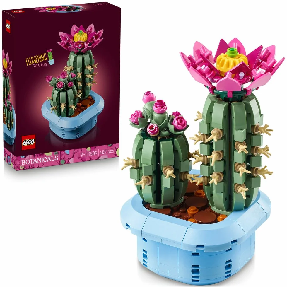 LEGO Botanicals Kwitnący kaktus, roślina ozdobna w doniczce do zbudowania, zestaw klocków dla dzieci, pomysł na prezent dla dziewczynek od 9 lat, chłopców i miłośników sztucznych kwiatów 11509