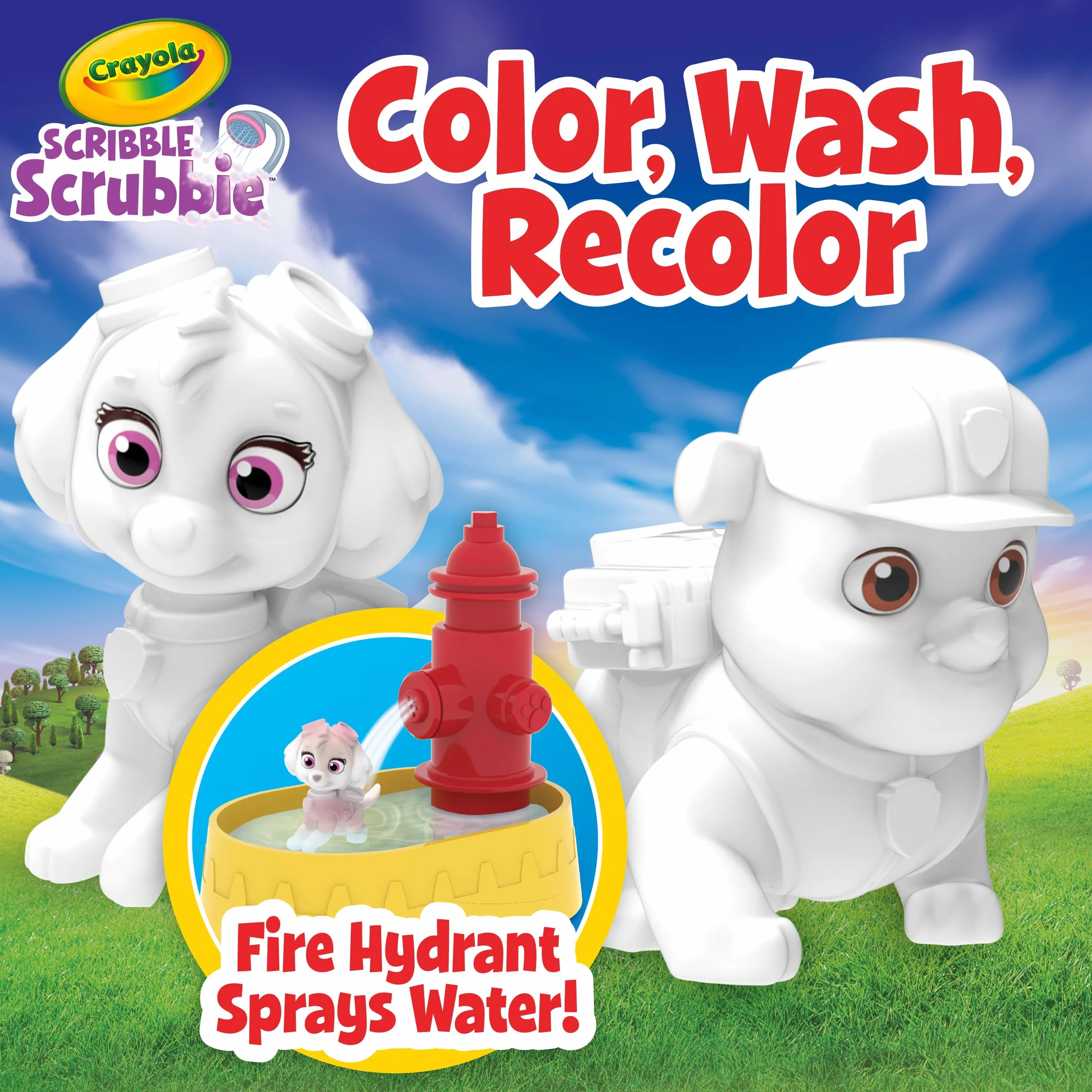 Crayola - Washimals Paw Patrol, zestaw kreatywny zawierający 5 szczeniąt, 8 flamastrów zmywalnych, wanienkę z prysznicem, szczoteczkę, zabawa i prezent dla dzieci, od lat 3, 74-0291