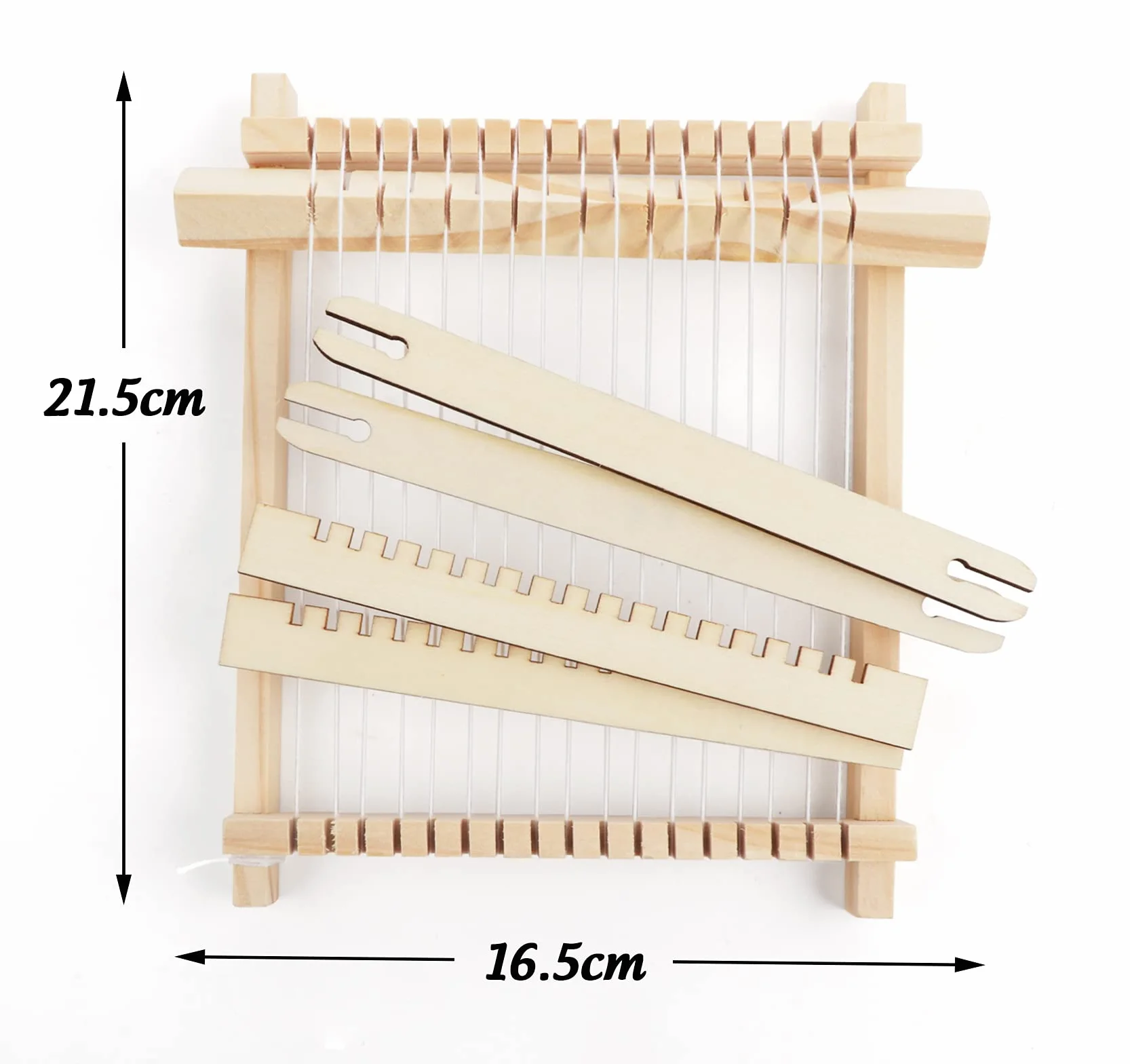 Zestaw do tkania dla dzieci - DIY drewniany ram tkacki 22 x 17 cm z kolorową wełną i akcesoriami - Idealny dla początkujących