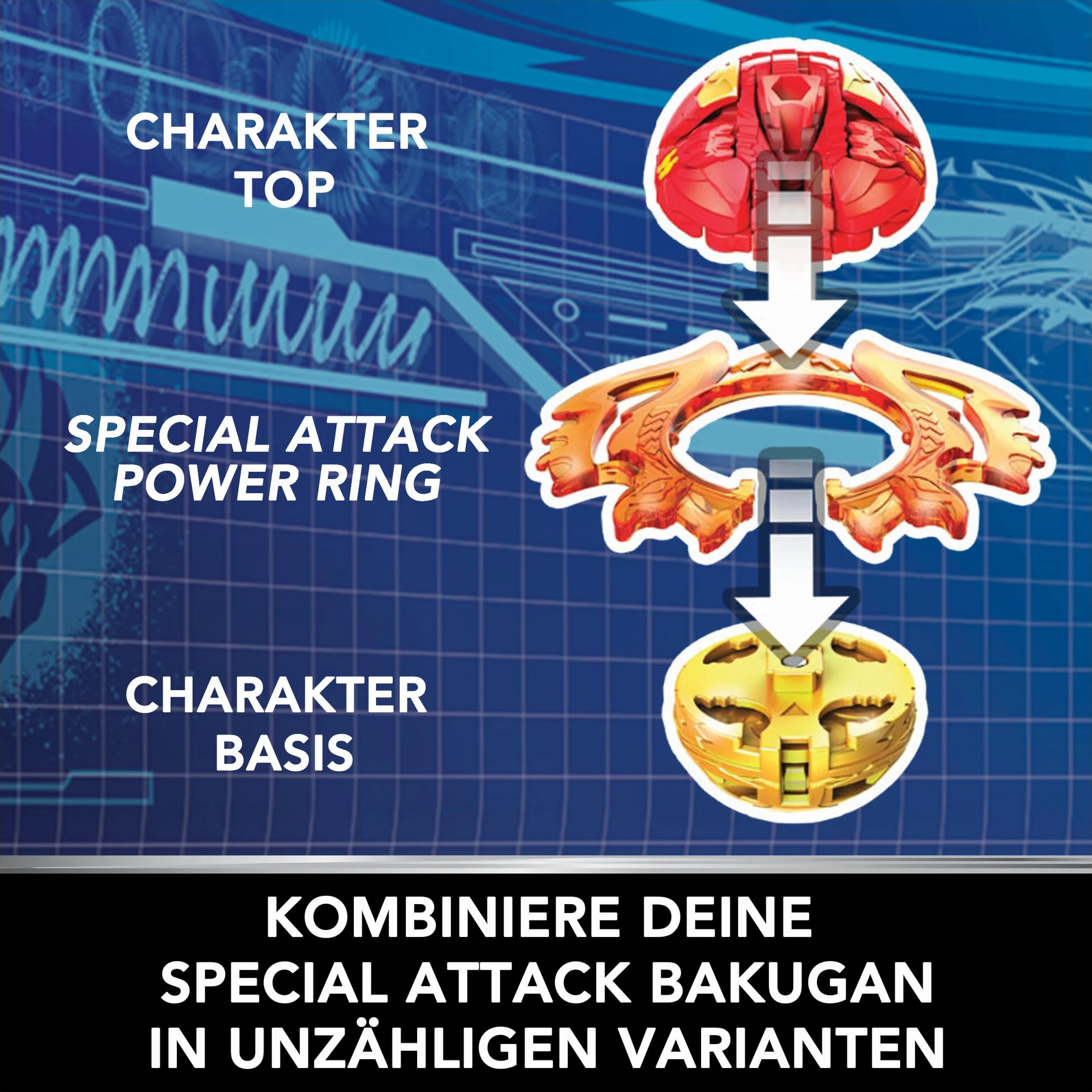 BAKUGAN Battle 5-pak, Special Attack Dragonoid, Ventri, Bruiser, Octogan, Trox; konfigurowalne, spinningowe figurki akcji, zabawki dla dzieci dla chłopców i dziewcząt w wieku od 6 lat