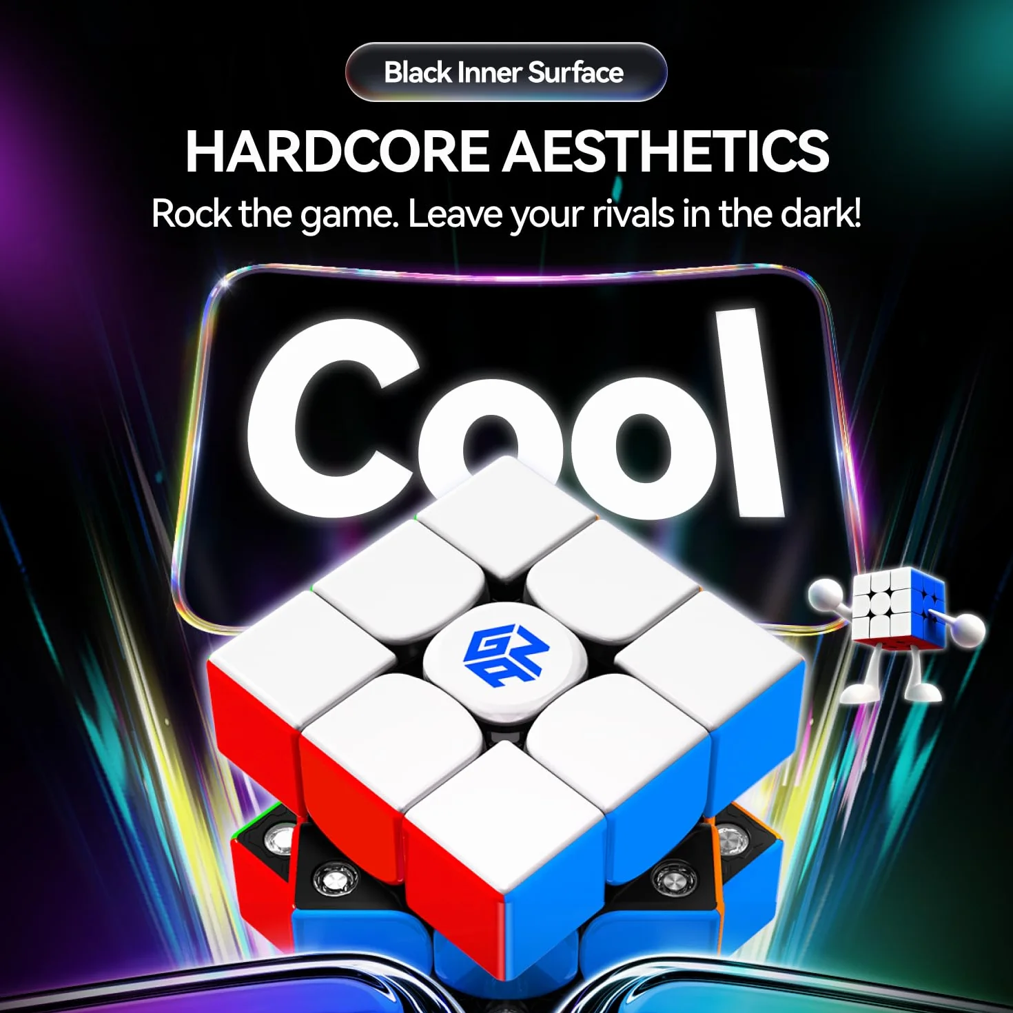 GAN V100 Maglev Speed Cube 3x3, Ultralekka Kostka Magnetyczna o Wadze 64 g, Profesjonalna Oryginalna Kostka Speedcube, Odpowiednia Zarówno dla Dzieci, Jak i Dorosłych, Wersja UV, 5,5 cm