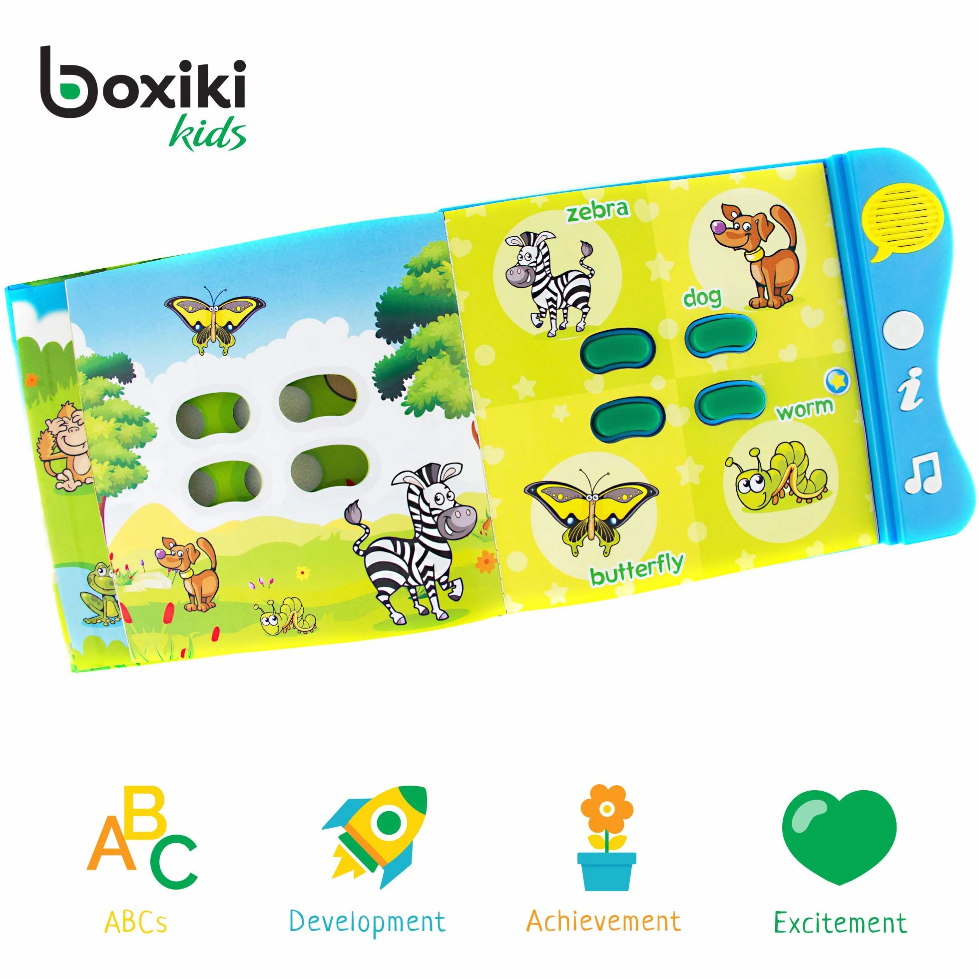 Boxiki Kids Książka dźwiękowa zwierząt – interaktywna książka edukacyjna z muzyką i dźwiękami dla małych dzieci