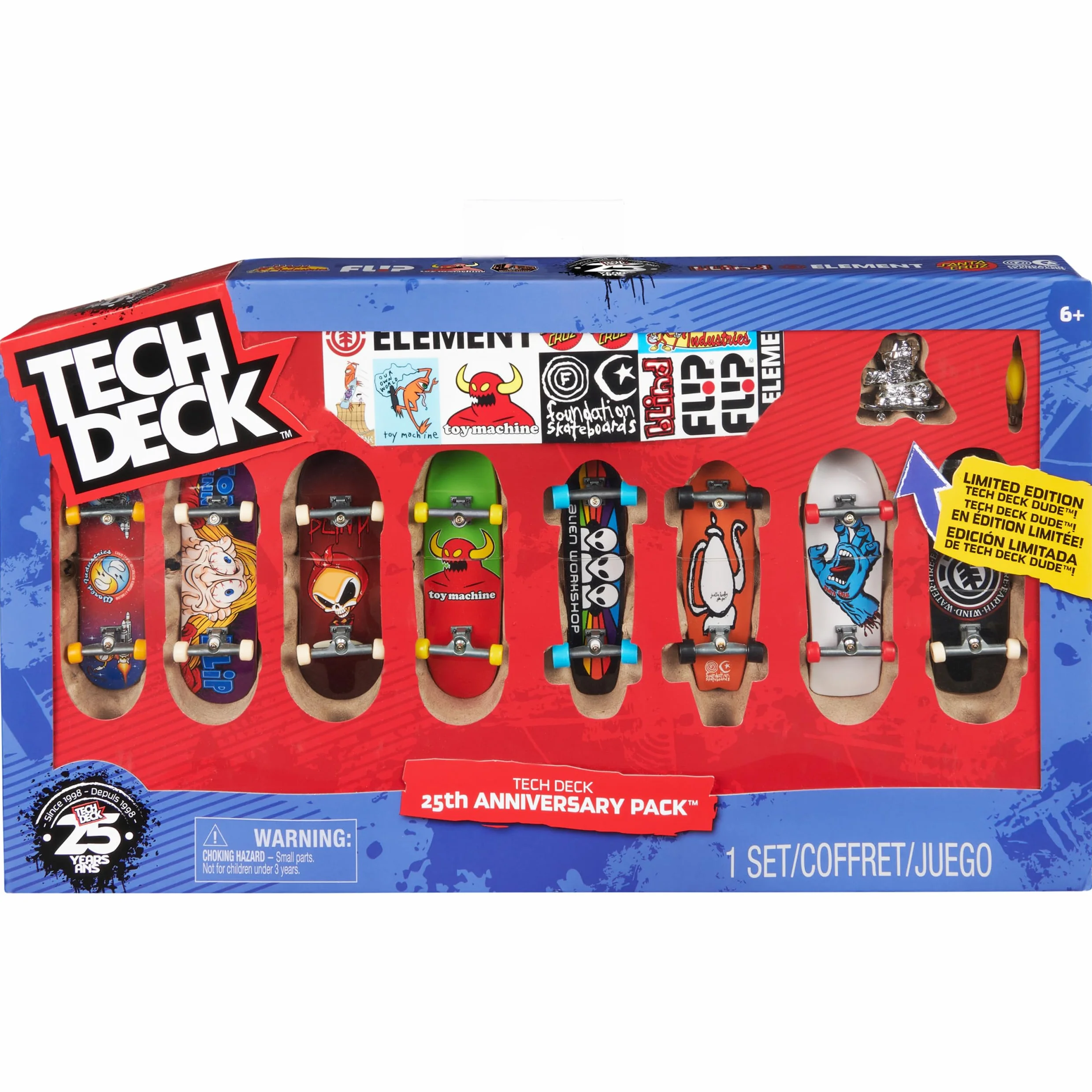 Tech Deck, Podstrunnice z okazji 25-lecia z ekskluzywną figurą, kolekcjonerskie i konfigurowalne mini deskorolki, zabawki dla dzieci od 6 lat