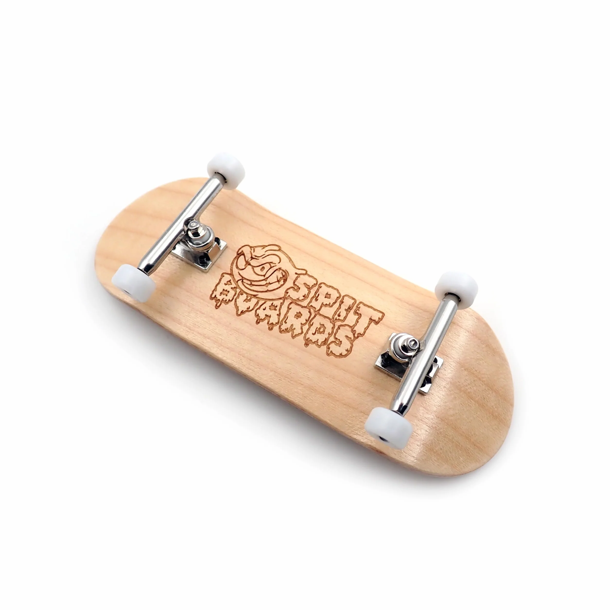 SPITBOARDS 36mm Fingerboard Complete Wood Pro Set-Up (Pre-Assembled, Handcrafted 5-Layers), 36 mm Pro Trucks, CNC Bearing Wheels, Lasered Foam Grip Tape (Lasered Deck Size: 36 x 96 mm), 'Maple Wood'