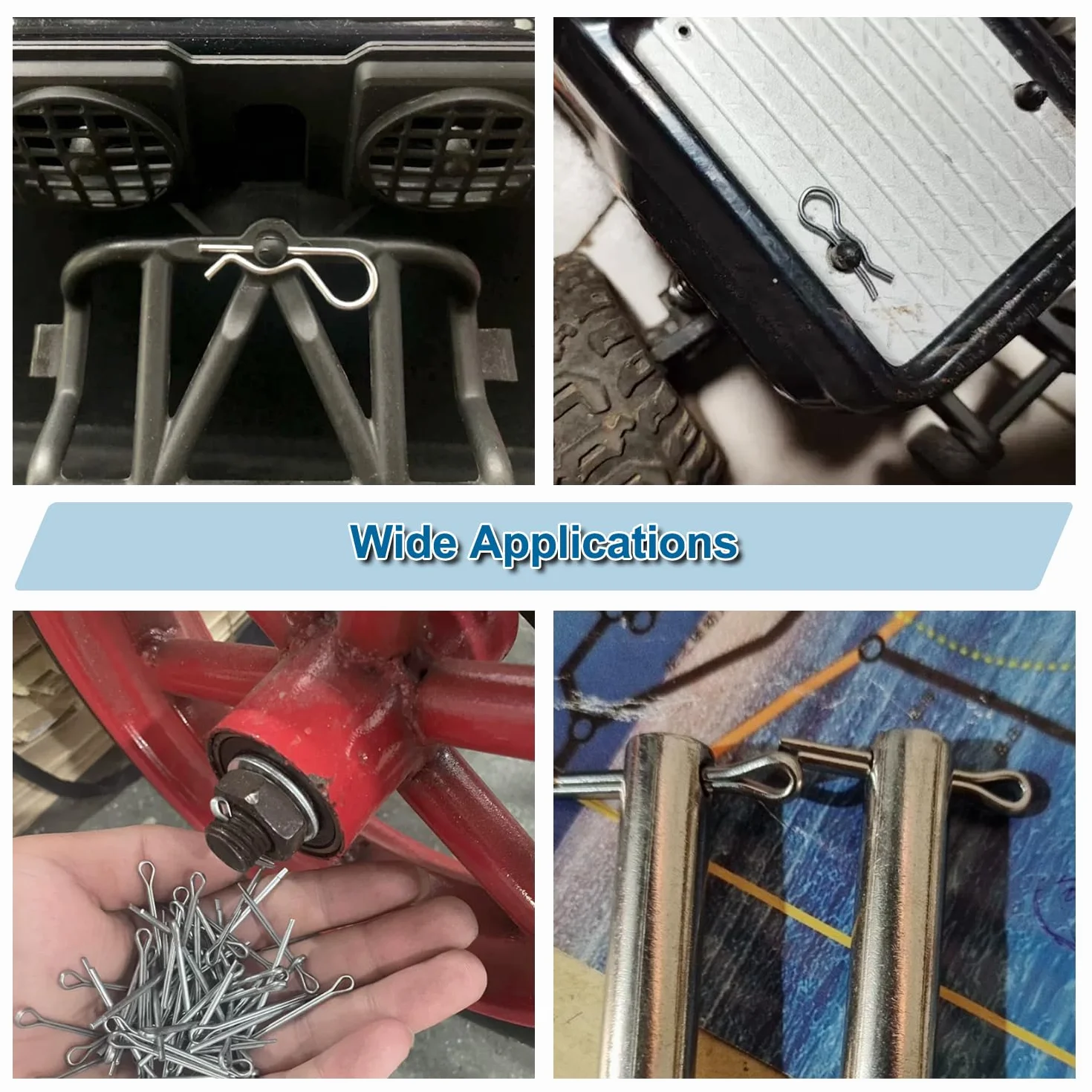 VooGenzek 100 Sztuk 13 Rozmiarów Zestaw Asortymentowy Zawleczek ze Stali Nierdzewnej, R Clips, Zawleczki Sprężynowe, do Samochodów, Mechaniki, Warsztatu Samochodowego, Warsztatu