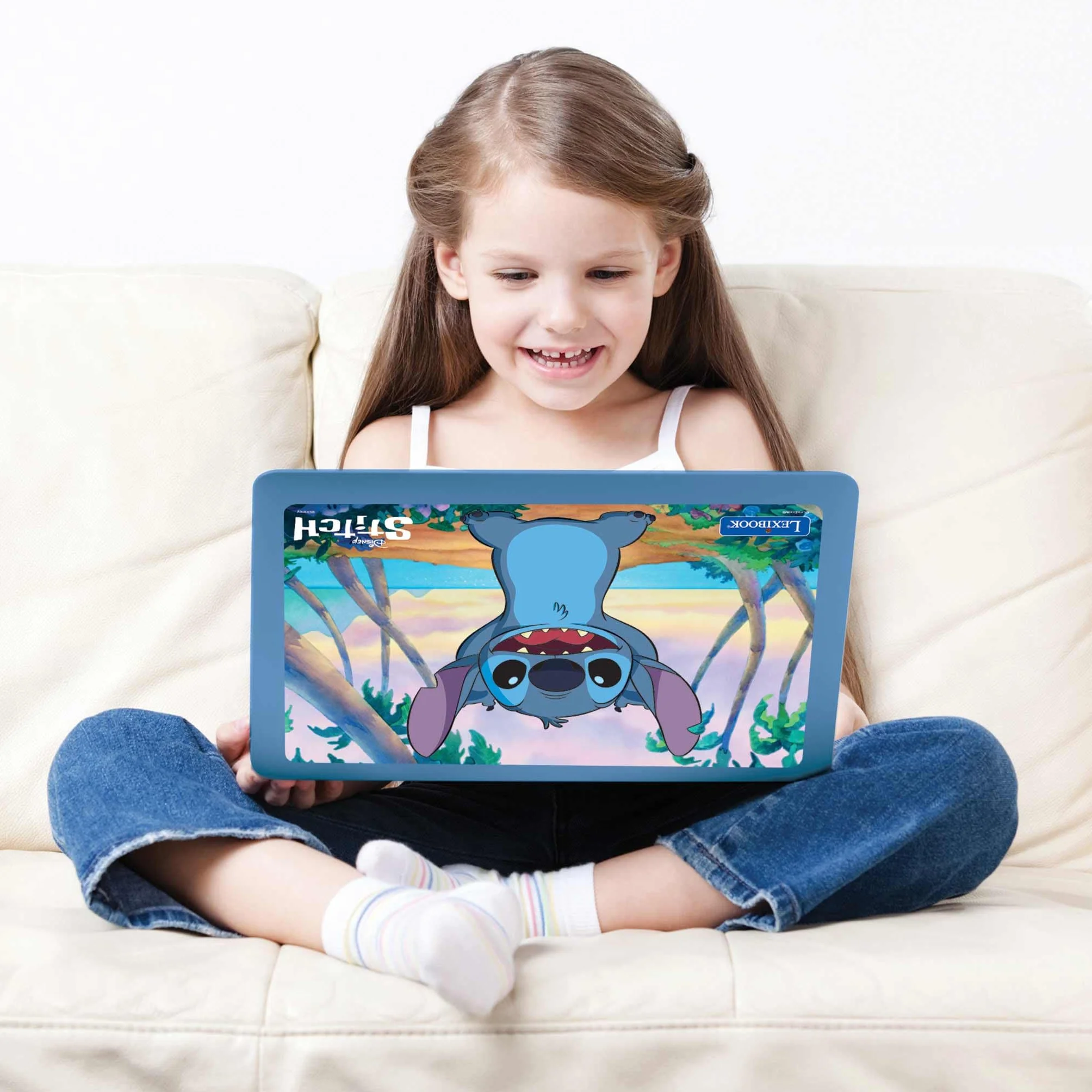 Lexibook, Disney Stitch, dwujęzyczny angielski/portugalski laptop edukacyjny, 124 zajęcia językowe, pisanie, matematyka, logika, muzyka i gry, dla chłopców i dziewcząt, JC598Di4