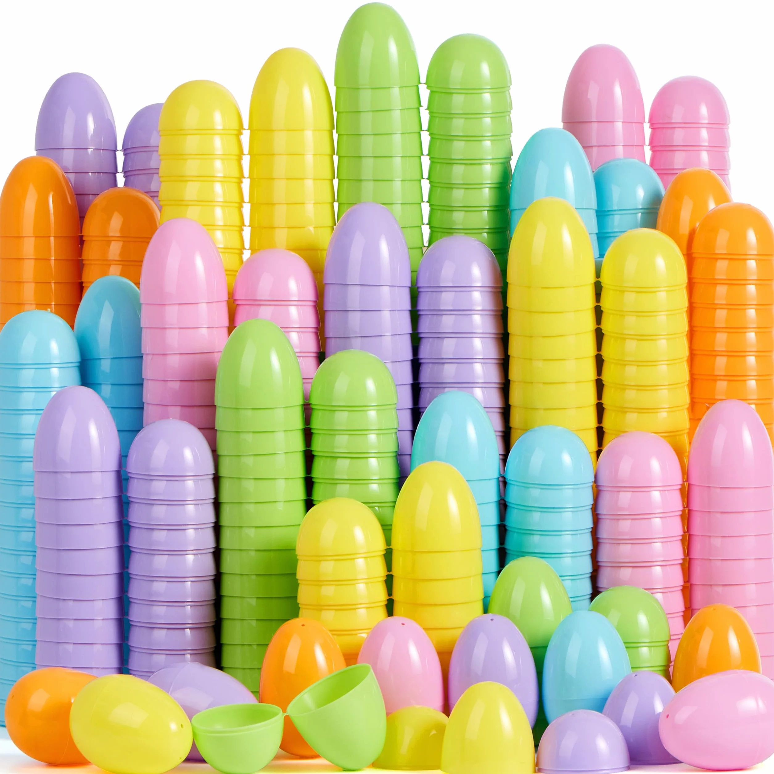 JOYIN Pastelowe jajka wielkanocne, 25 szt., 8 cm, puste pisanki do napełniania, kolorowe plastikowe jajka na wielkanocne polowania, prezenty imprezowe, kosze do napełniania, materiały
