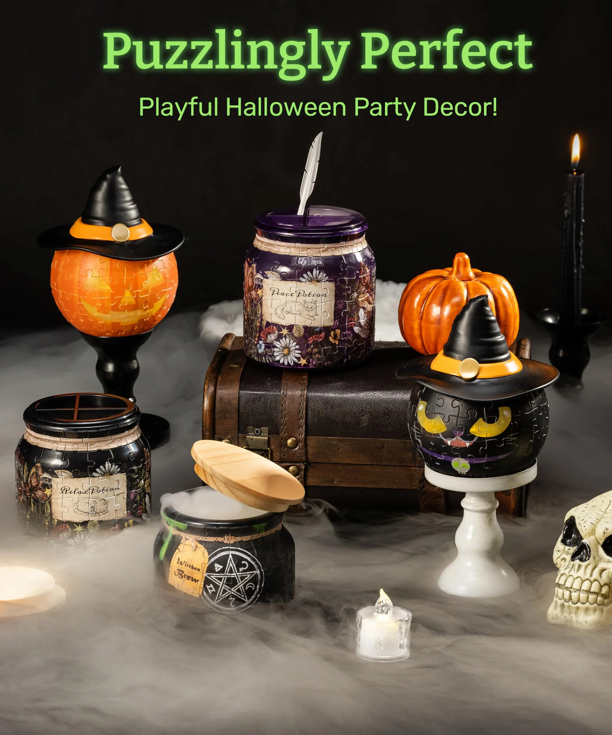 PieceRelax 3D Puzzle Pojemnik na Długopisy - Relax Potion [BB1041], 96 Elementów, Drewniana Pokrywka