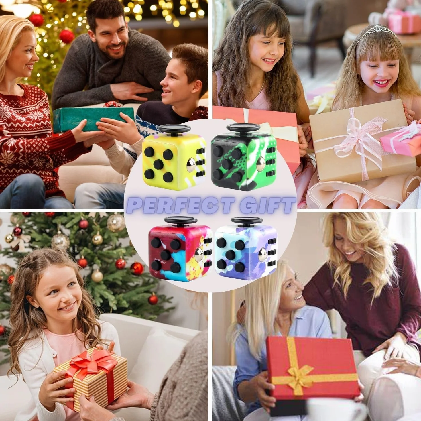 4Pcs Cube Toy Fidget Toy, Zabawka antystresowa przeciwlękowa, 6 funkcjonalnych zabawek antystresowych dla dorosłych i dzieci