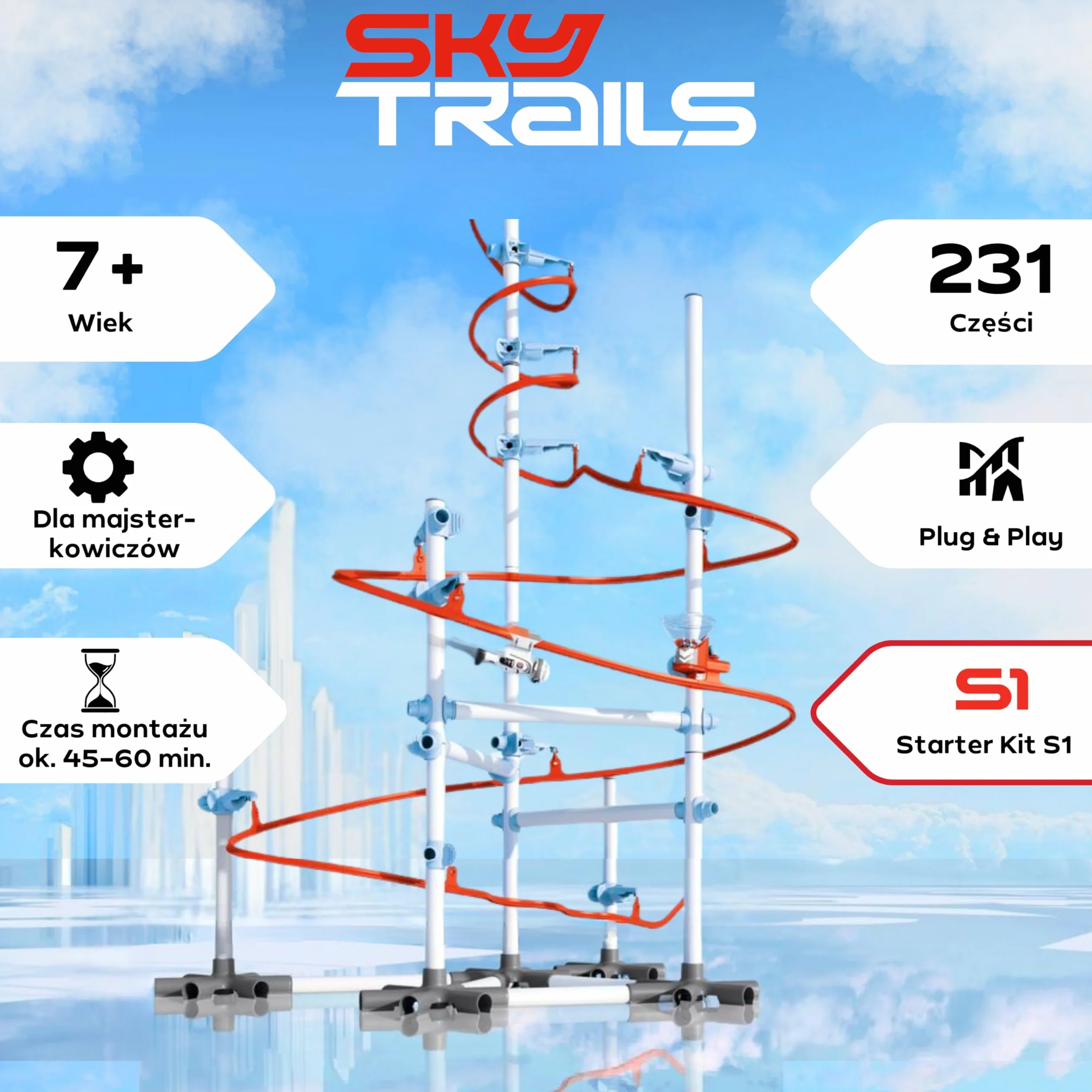 Sky Trails | Zestaw startowy | zabawka konstrukcyjna do fantazyjnych tras i przygód | stwórz swój własny świat – dla niekończącej się zabawy | dla fanów akcji i entuzjastów budowy | 71969