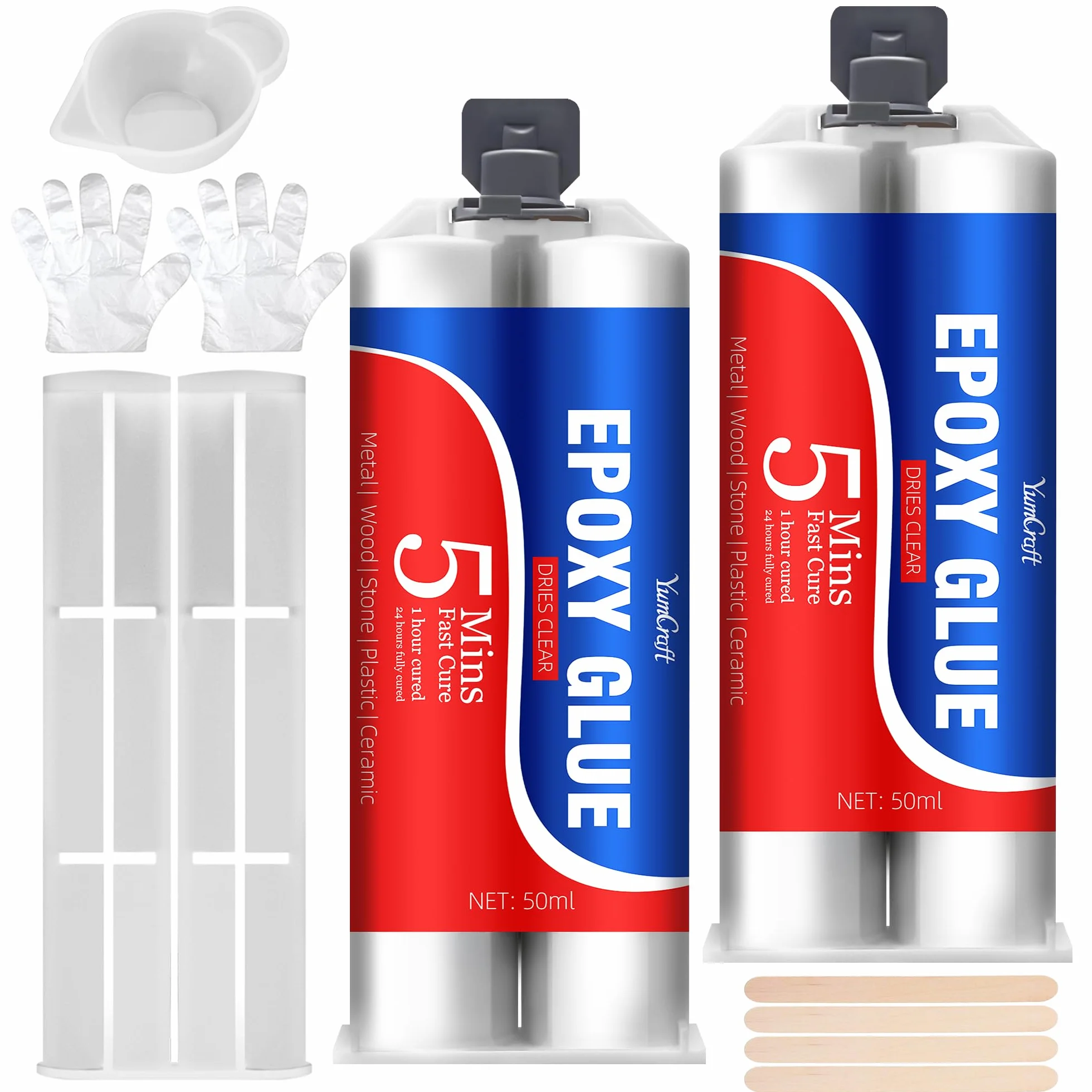 Klej epoksydowy 2K 100 ml, 5 minut szybkiego utwardzania, zestaw naprawczy do przezroczystej żywicy epoksydowej, bardzo mocny, wodoodporny i odporny na wysokie temperatury, do metalu, tworzywa