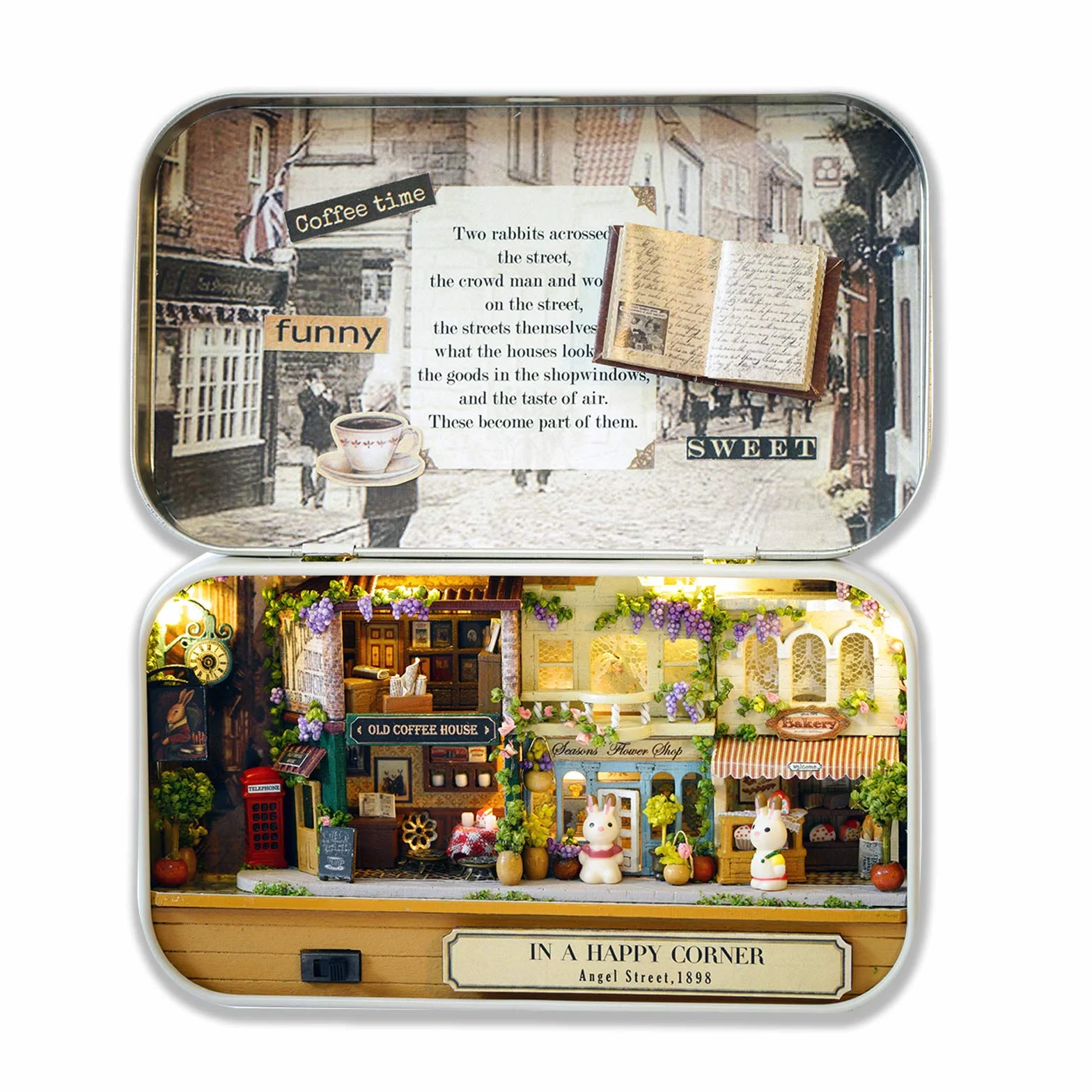 Cuteefun DIY Miniaturowe pudełko zestaw do budowy kina domowego Hnadmade Mini teatr w pudełku kreatywne rękodzieło prezenty dla kobiet (kącik przytulności)