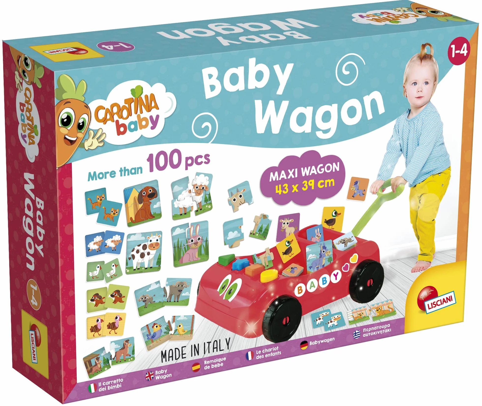 Lisciani Carotina Baby Wagon Remolque de bébés Juego educativo para niños a partir de 1 año