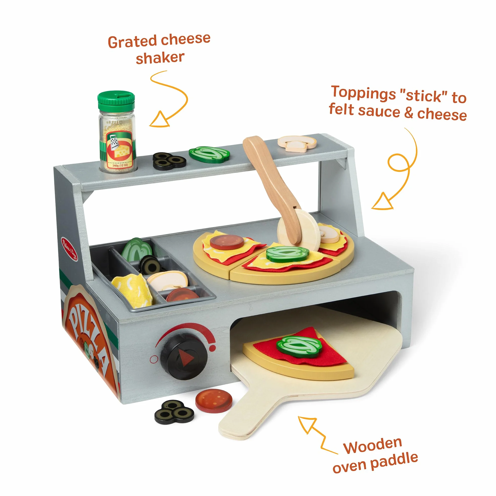 Melissa & Doug Upiec Pizza Lada Zestaw do Zabawy Dla Dzieci | Wiek 3+ Lata| Udawaj bawisz się | Prezent dla chłopca lub dziewczyny