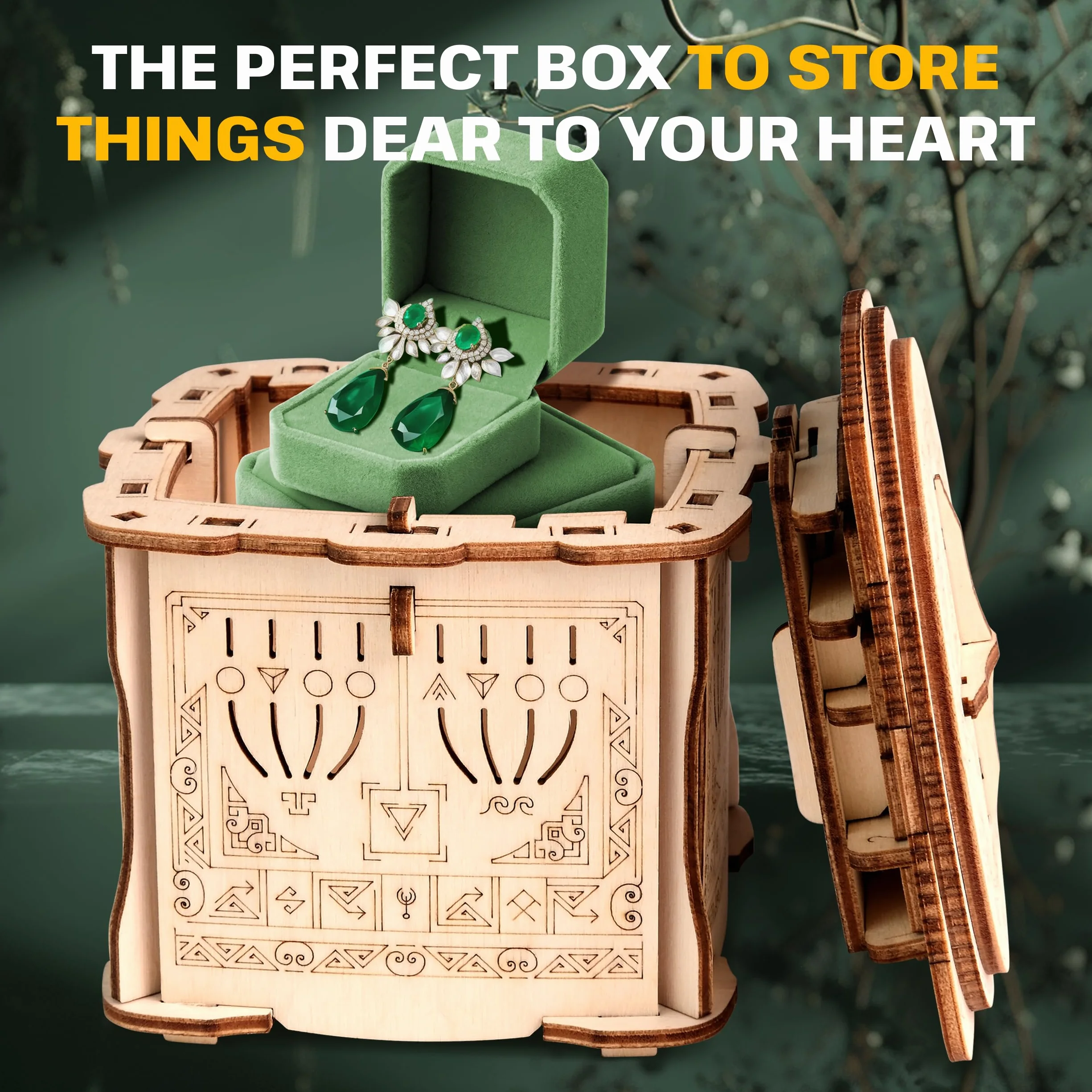 ESC WELT Wooden Secret Lock Box – kreatywne pudełko prezentowe na pieniądze, bony, karty podarunkowe – gra w drewniane pudełko 3D – puzzle prezentowe – pudełko prezentowe dla młodzieży i dorosłych –