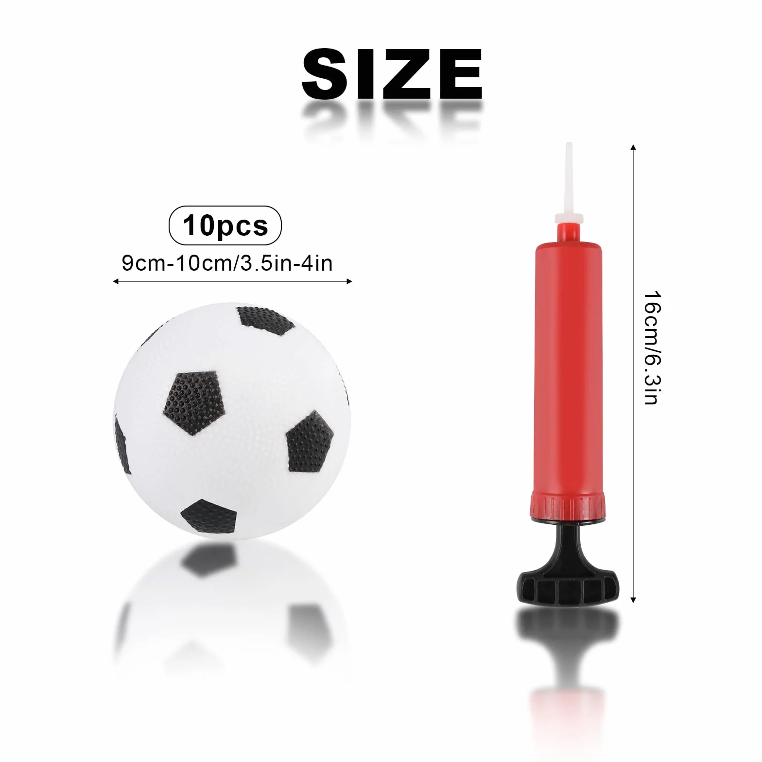 AIEX 10szt Nadmuchiwana Pilka Nozna Mini, 10cm Nadmuchiwana Pilka Nozna z Inflatorem Gumowa Pilka Nozna Zabawka dla Dzieci Grajacych Cwiczacych (Czarna i Bialy)