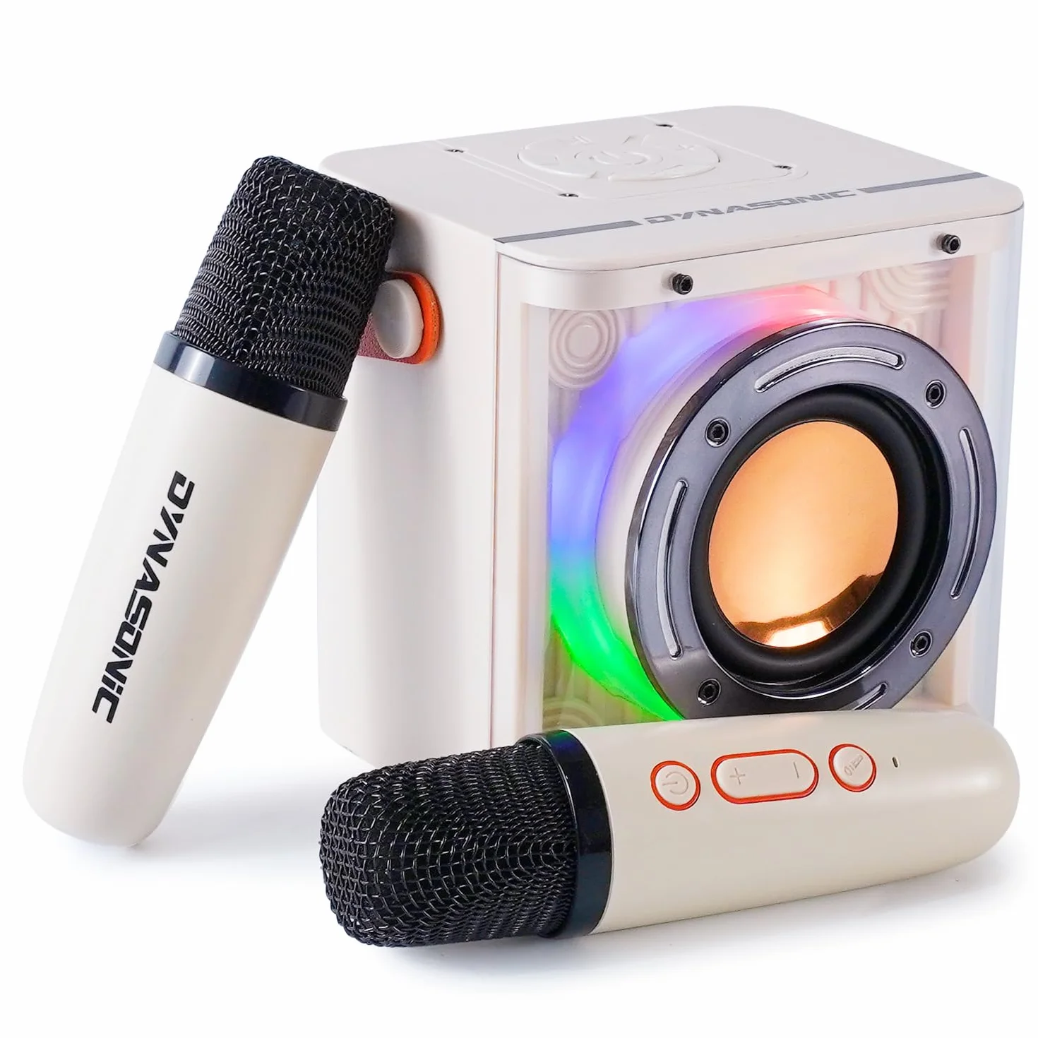 DYNASONIC B52 Karaoke z dwoma mikrofonami Głośnik Bluetooth Karaoke dla dzieci Elektroniczna zabawka dziecięca Prezenty dla dzieci w wieku 3-15 lat (BIAŁY)