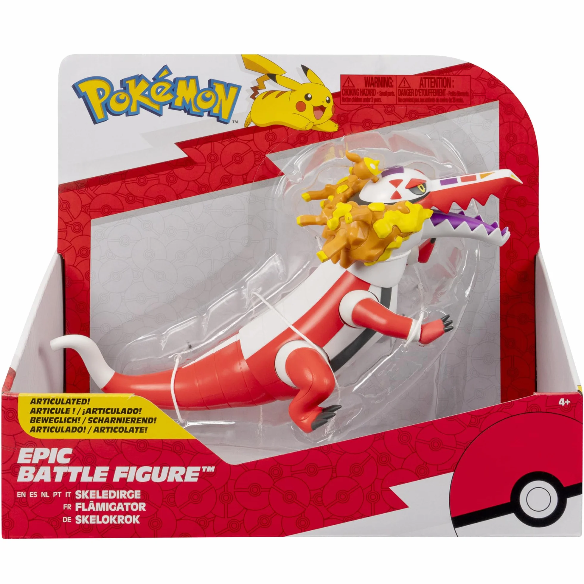 Pokémon Skeledirge epicka figurka bojowa – 30 cm przegubowa, epicka figurka bojowa ze stojakiem ekspozycyjnym