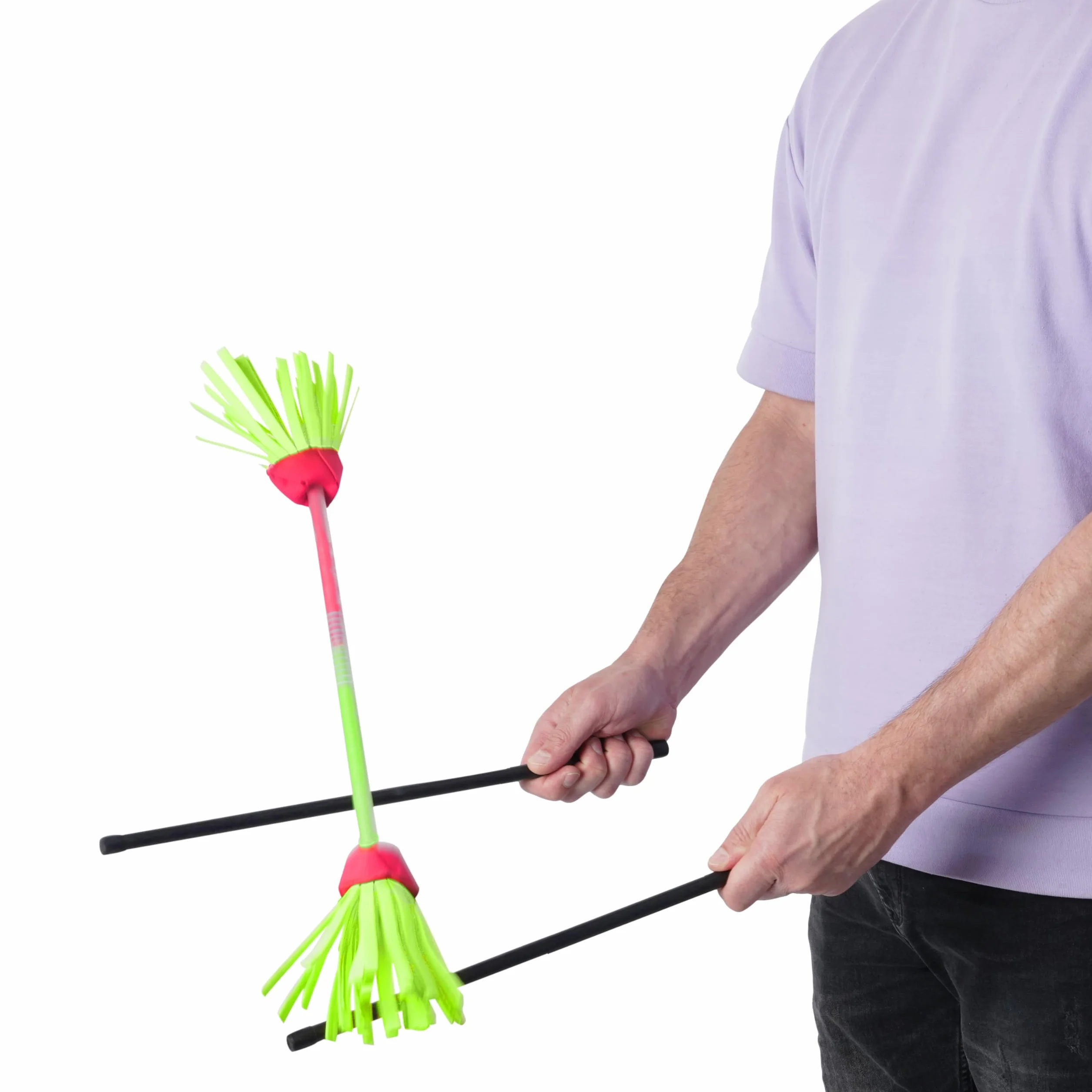 Diabolo Freizeitsport Flowerstick Pro Short (zielono-różowy) – krótki kij kwiatowy z włókna szklanego, w zestawie 2 pałeczki, reaktywne UV, ręcznie malowane, przyciąga wzrok, idealny dla