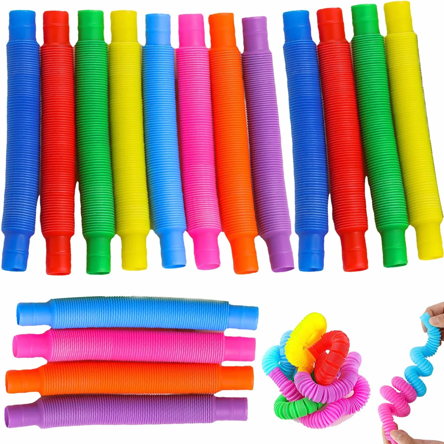 Pop Fidget Sensoryczne Rurki Edukacyjne Mini Pop Tube Wielobarwne Zabawki 16 sztuk