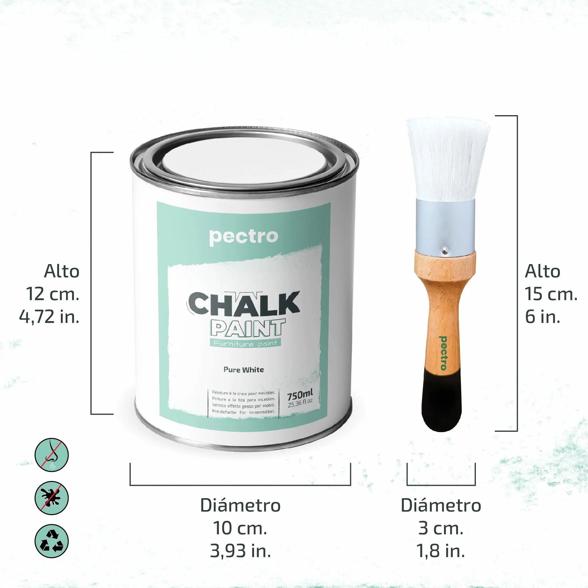Paczka farb kredowych do mebli 750 ml + pędzel malarski specjalnie do Chalk Paint - lakier do mebli naturalny efekt kredy - farba do drewna (średni szary)