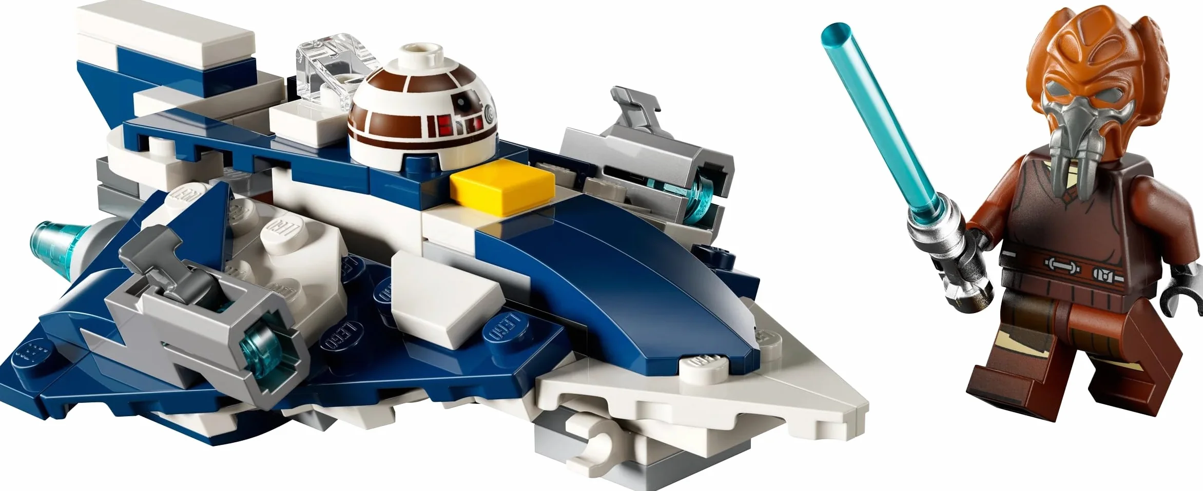 LEGO Star Wars Mikromyśliwiec Jedi Plo Koona z serialu Gwiezdne Wojny: Wojny klonów, zabawka dla dziecka do zbudowania z niebieskim mieczem świetlnym, prezent dla 6-latka, chłopca i dziewczynki 75400