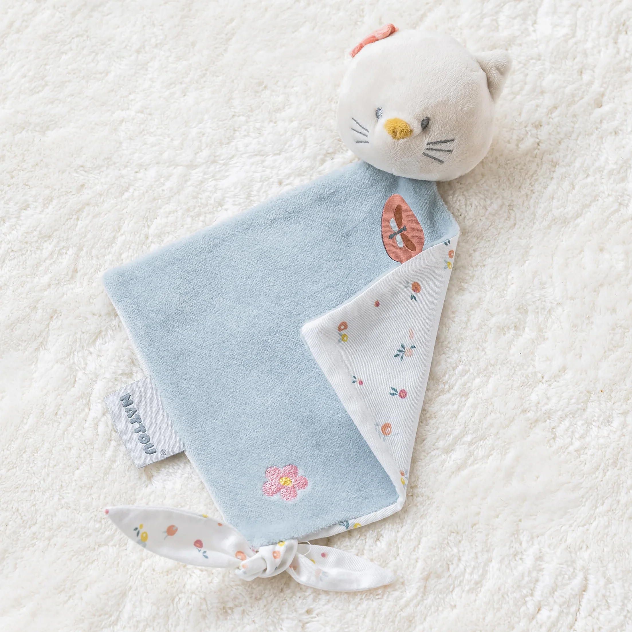 Nattou Comforter Doudou Cat Lana, 30 x 20 cm, Dusty Blue