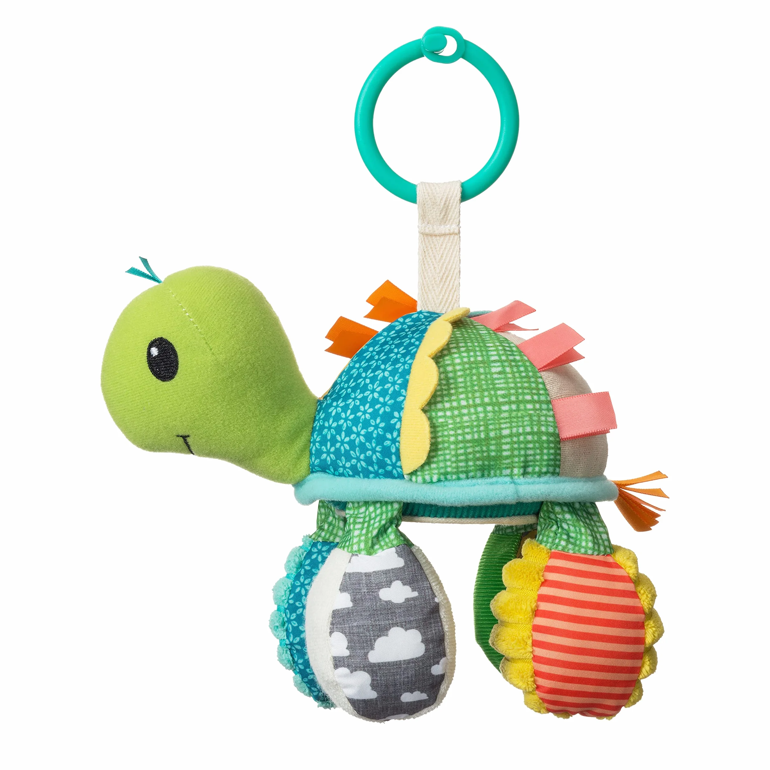 Infantino Go Gaga żółw Mirror Pal, klips do wózka dziecięcego i wózka dziecięcego, dla noworodka, zabawka sensoryczna, peek-a-Boo Play