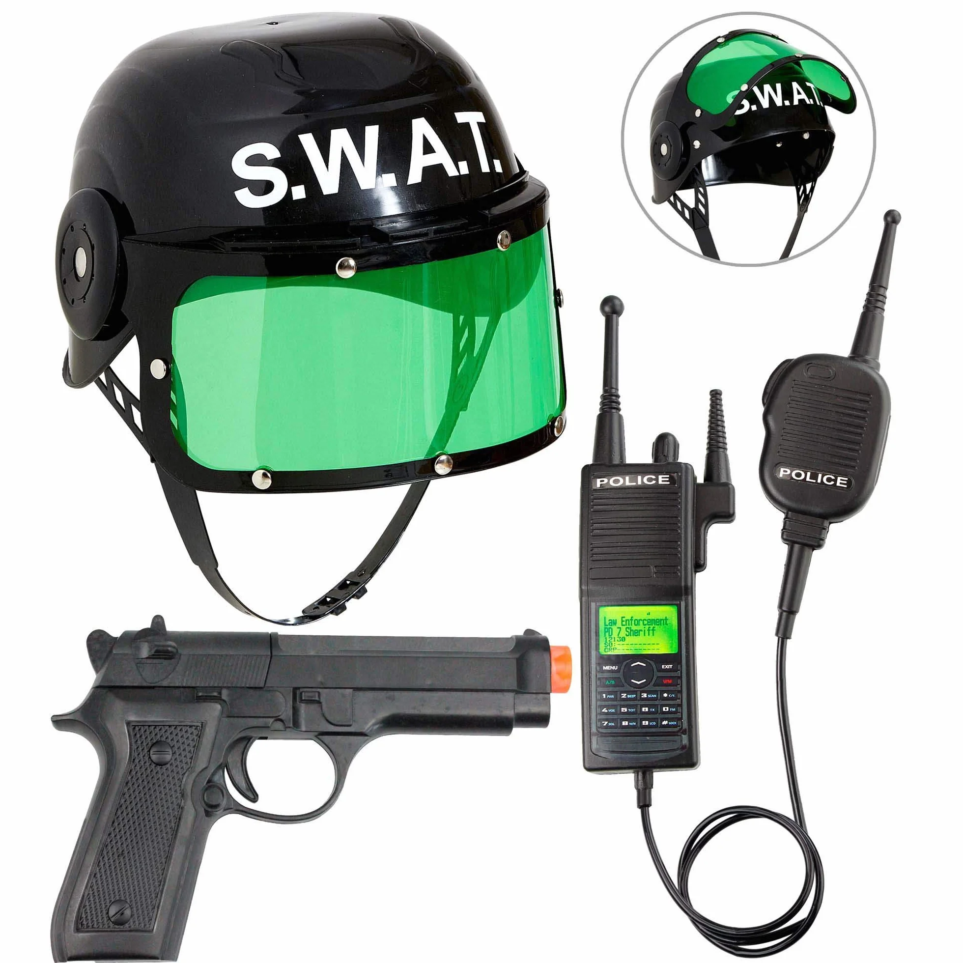 W WIDMANN MILANO Party Fashion - 28227 - Akcesoria kostiumowe S.W.A.T. dla dzieci, kask, pistolet i radio, czarne, SEK, karnawał, impreza tematyczna
