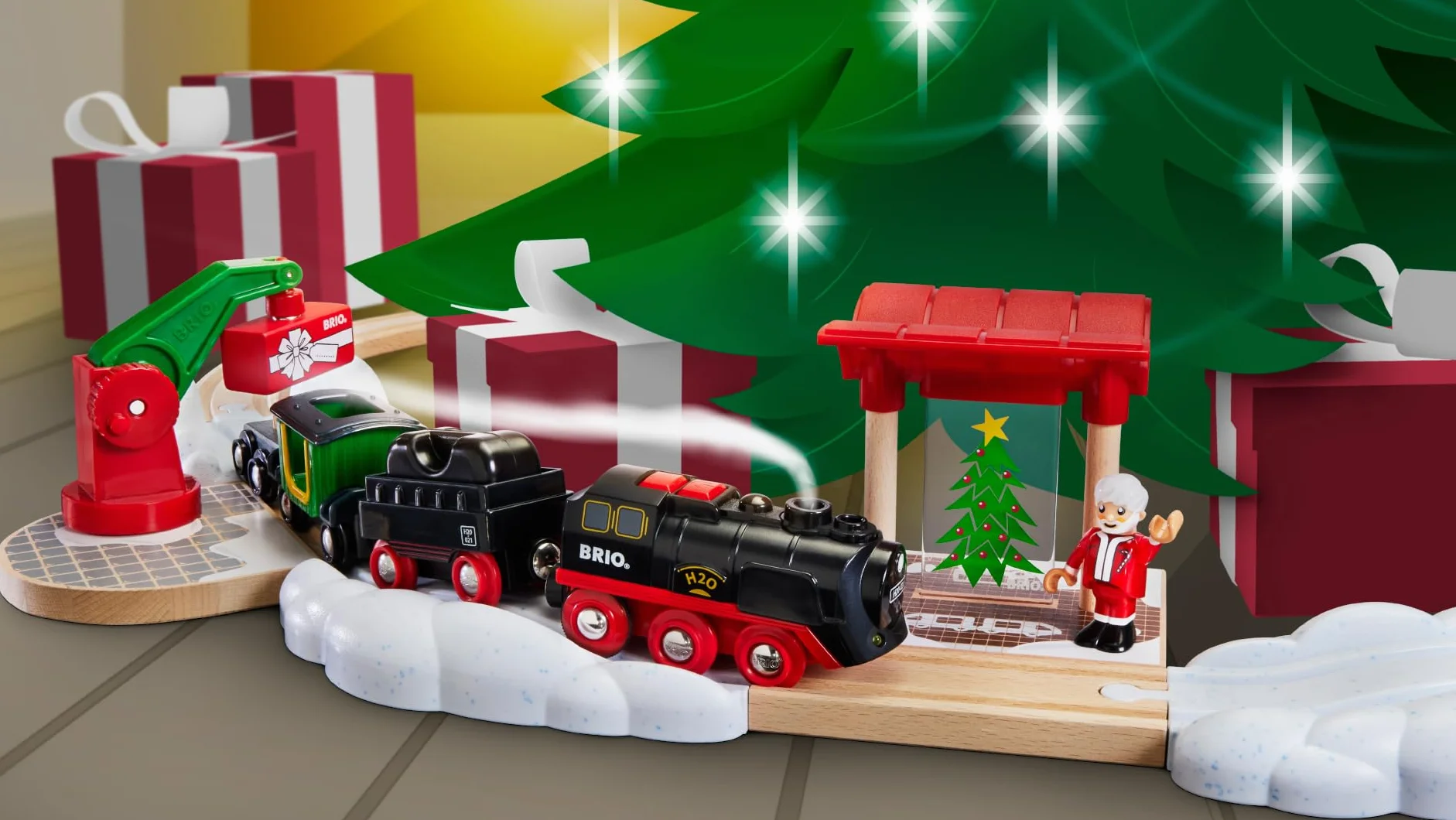 BRIO World - Batterie-Dampflok Weihnachts-Set