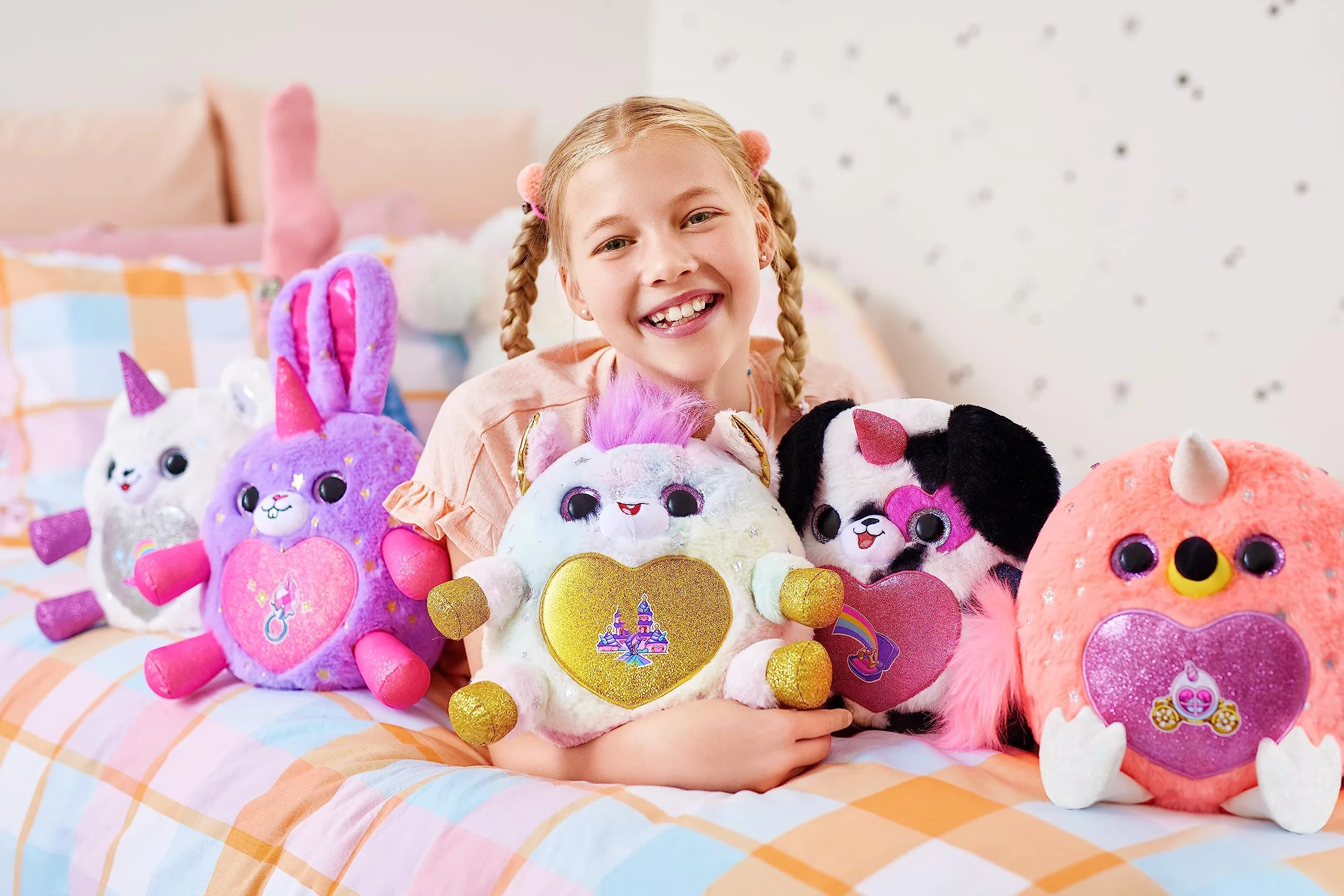 Rainbocorns Fairycorn Księżniczka Seria 6 Rubinowy Jednorożec - Kolekcjonerski Plusz - Magiczna Wróżka Księżniczka Niespodzianki, Przytulne Pluszowe Wypchane Zwierzę, Naklejki (Jednorożec)