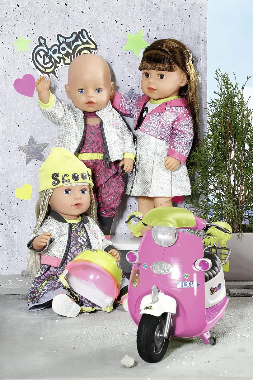 BABY born City Deluxe Scooter Combo, strój dla lalek jednoczęściowy, kurtka i kozaki, 830215 Zapf Creation