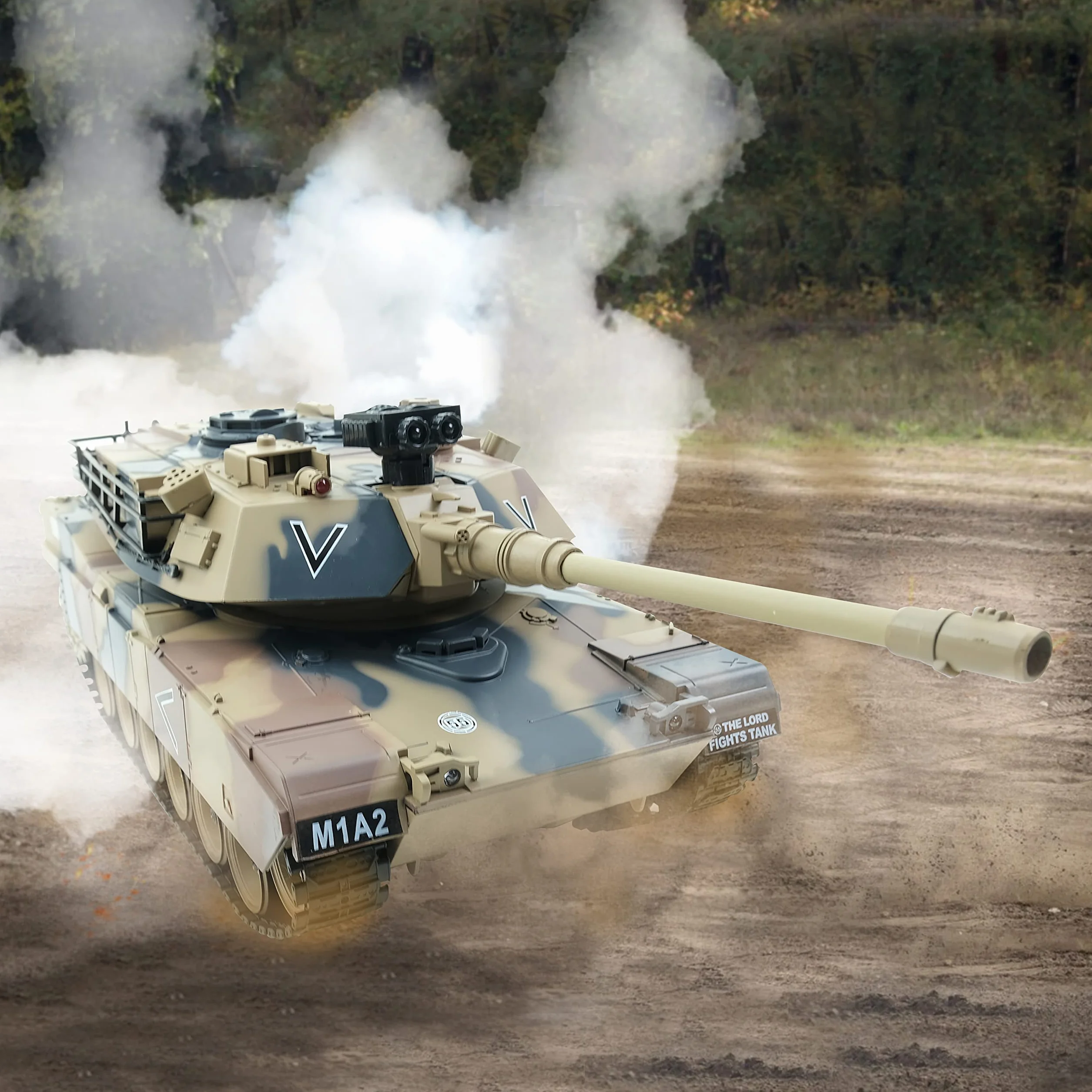 efaso Zdalnie sterowany czołg – zdalnie sterowany czołg z funkcją strzału / wieża obracana o 360 stopni z dźwiękiem i światłem 1:18 - model czołgu RC Camouflage, ZY022-817