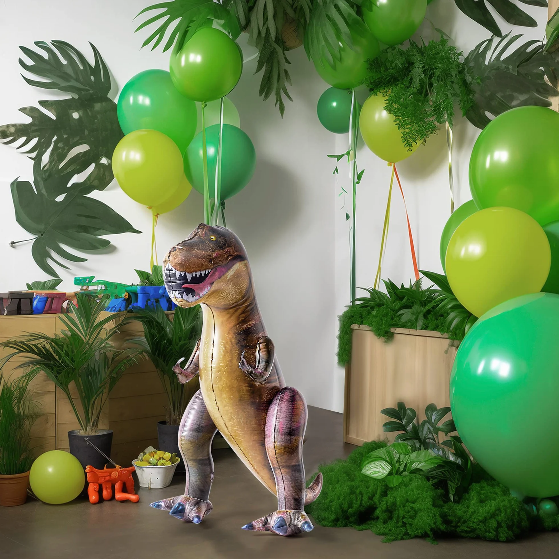 JOYIN nadmuchiwany T.rex dinozaur, nadmuchiwany tyranozaur rex jako dekoracja na imprezę, 76 cm nadmuchiwany dinozaur jako prezent urodzinowy dla dzieci i dorosłych