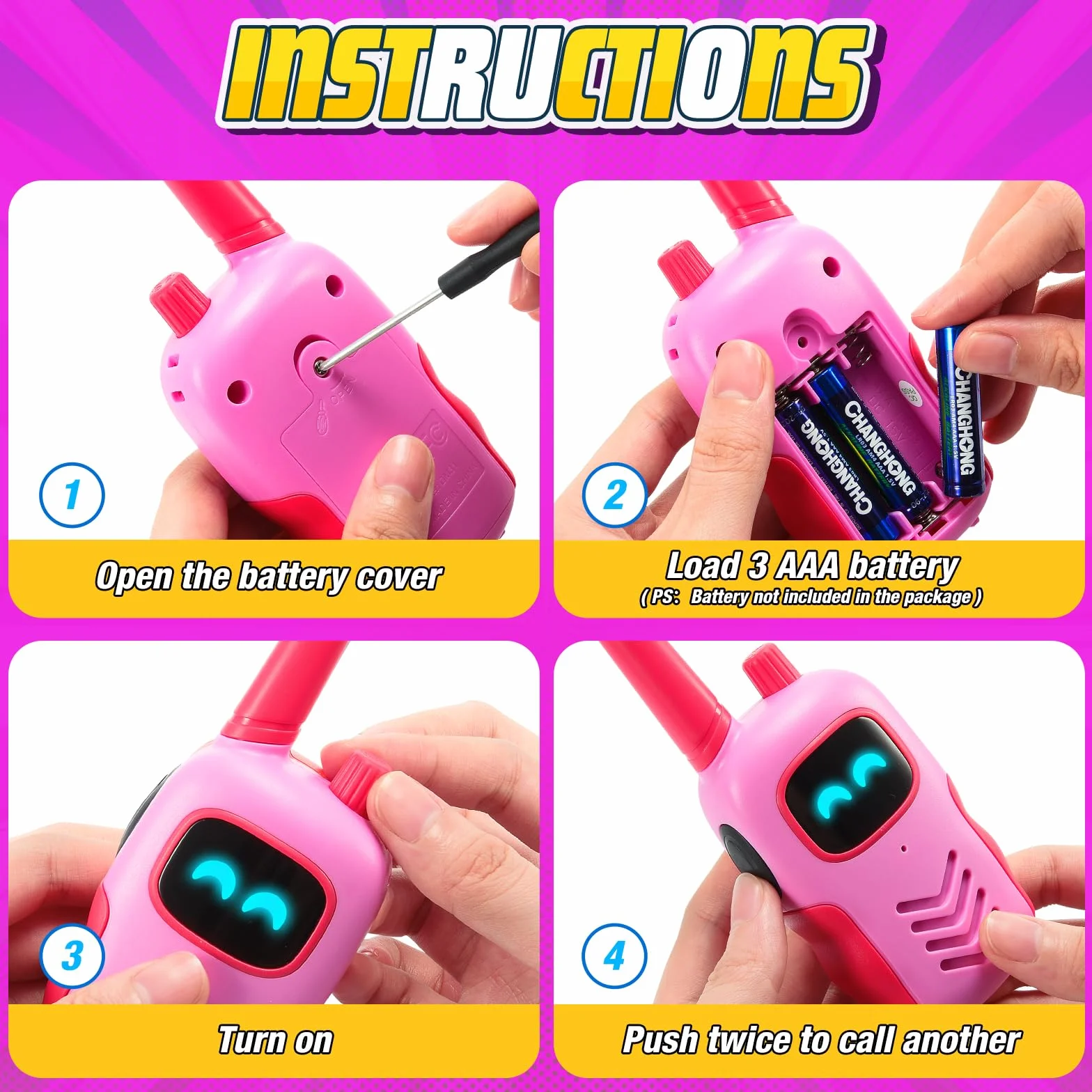 Adeokay Toys Dziewczyny 3 4 5 6 7 8 9 10 lat, prezenty dla dziewczynek 3-10 lat Walkie Talkie Kids Gry na świeżym powietrzu dla dzieci Dziewczyny 3-12 lat Pomysły na prezenty Walkie Talki Kids