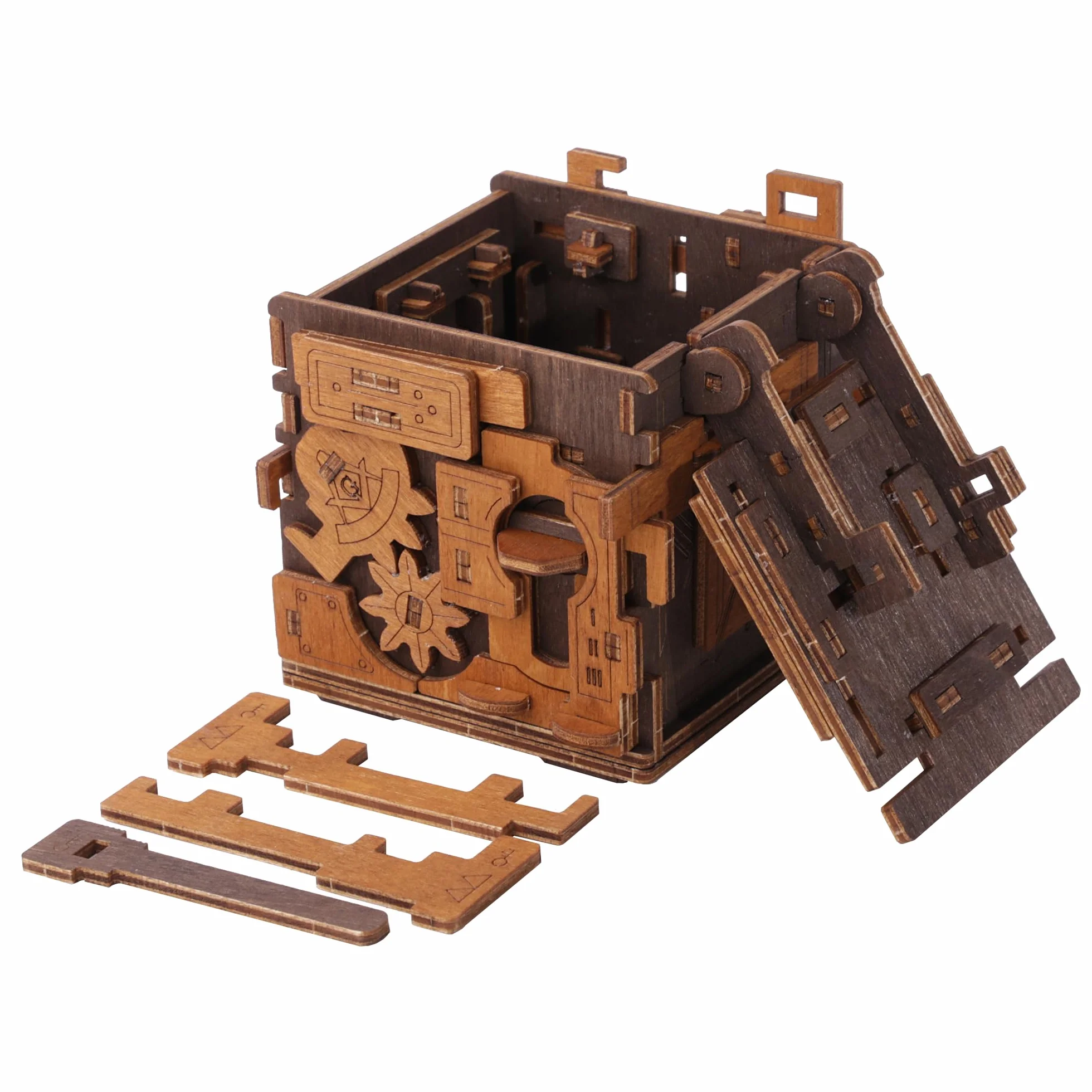 WOODEN.CITY Escape Room Drewniane pudełko na puzzle 3D dla dorosłych i młodzieży, pudełko na puzzle z mechanizmem skrzynki na kluebox - mechaniczne drewniane pudełko na puzzle, unikalne pudełko na