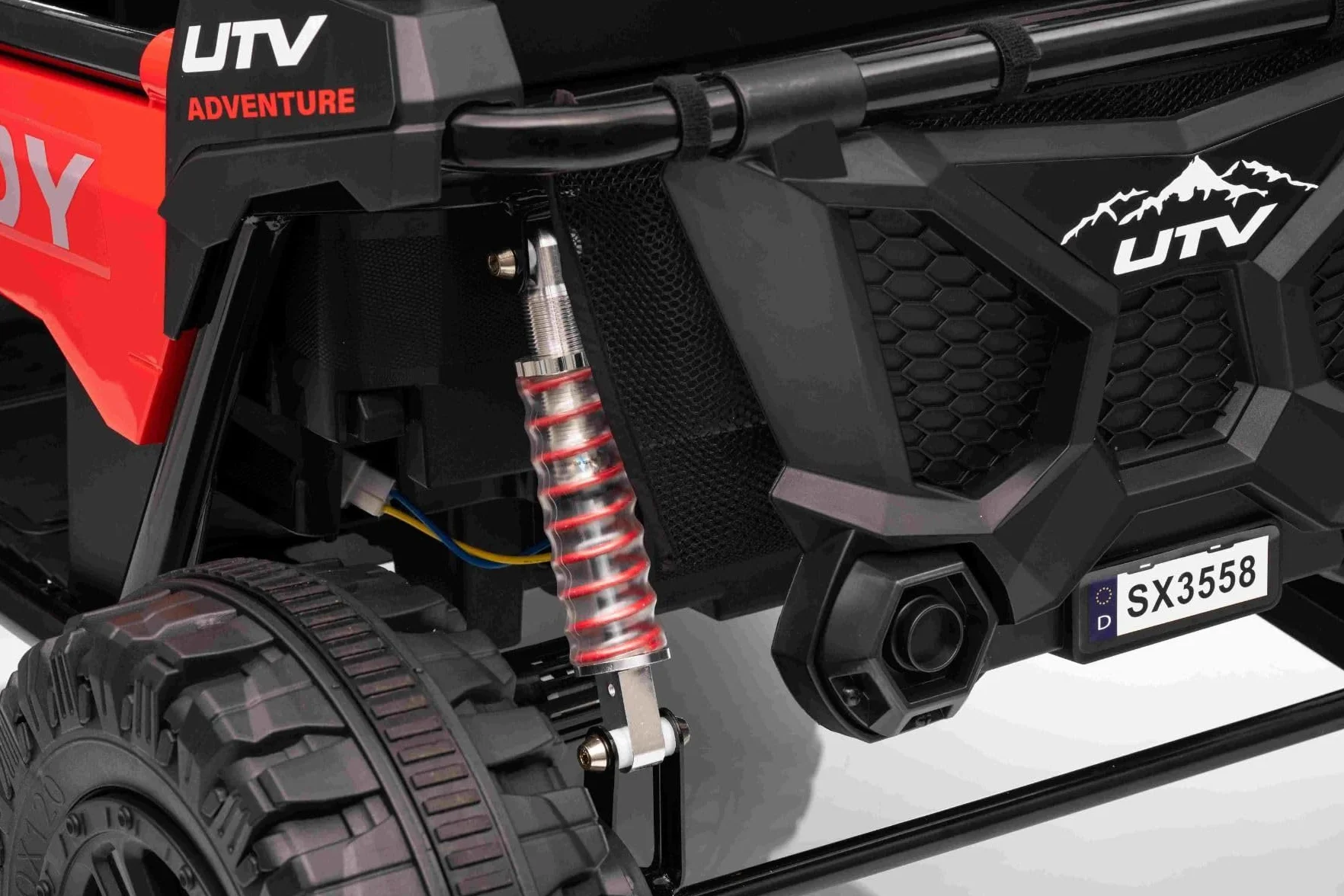 T-REX Ride 4x4 elektryczny samochód dla dzieci, 24 V, 24 V, biały, odtwarzacz MP3 z wejściem USB/AUX, 4 x 4, akumulator litowy, zawieszenie, pilot zdalnego sterowania, oświetlenie LED