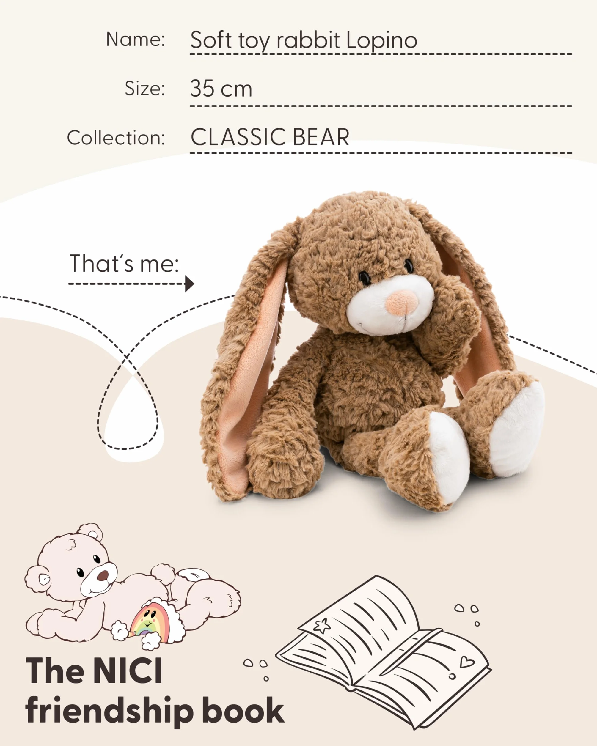 NICI pluszowy zając Lopino 35 cm brązowy miękka zabawka do przytulania