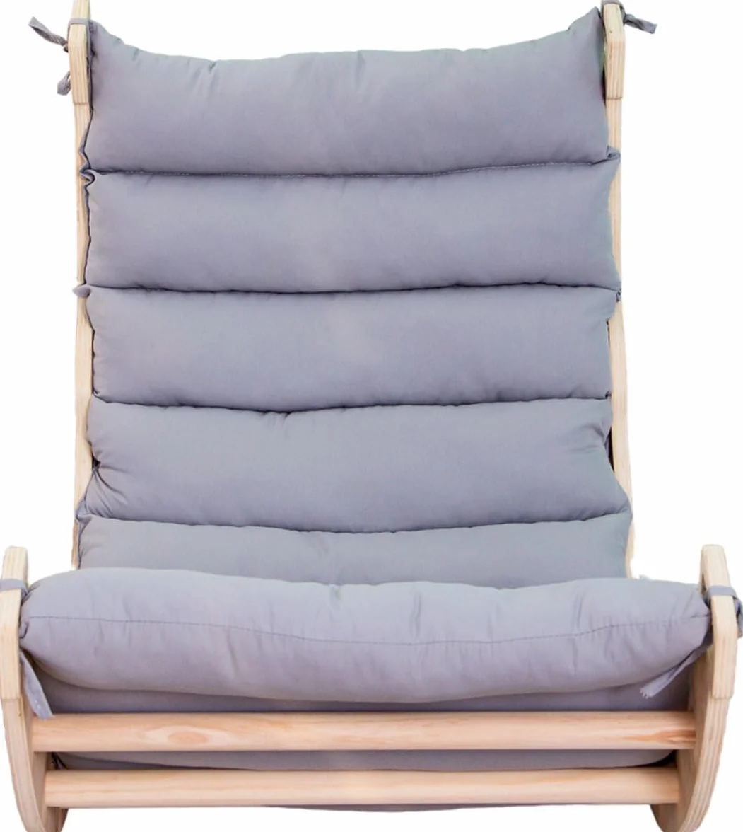 Drewniany Mostek do Wspinaczki/Łuk do Wspinaczki z Poduszką - Montessori Drabinka - Naturalne Drewno - Zabawka dla Dzieci - 97x47x52cm