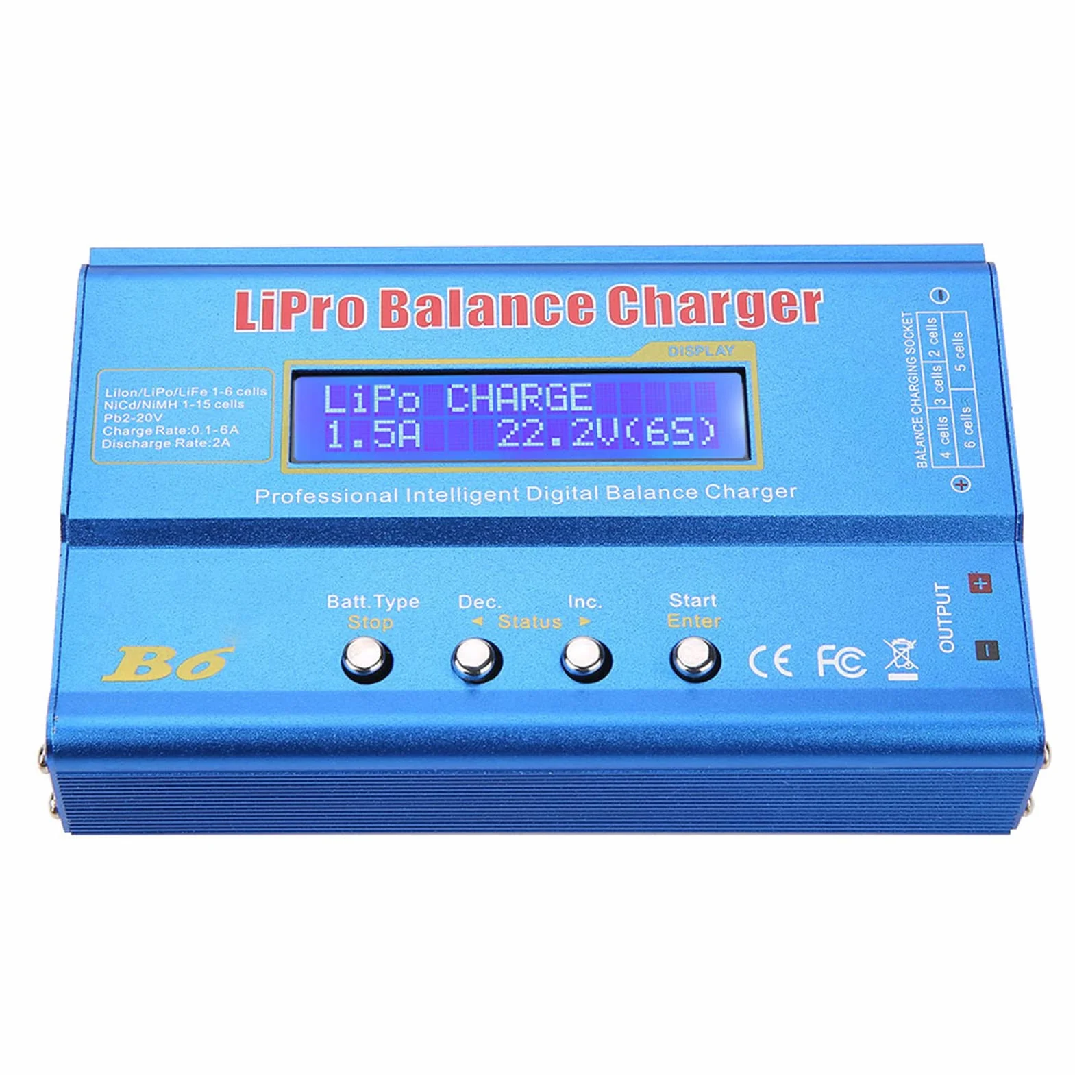 80W Ładowarka do Akumulatorów dla LiPo/Li-ION/LiFe (1-6S) i NiMH/NiCd (1-15S) z Wyświetlaczem LCD, Równoległym Ładowaniem i Adapterem DC 10-20V z wtyczką UE