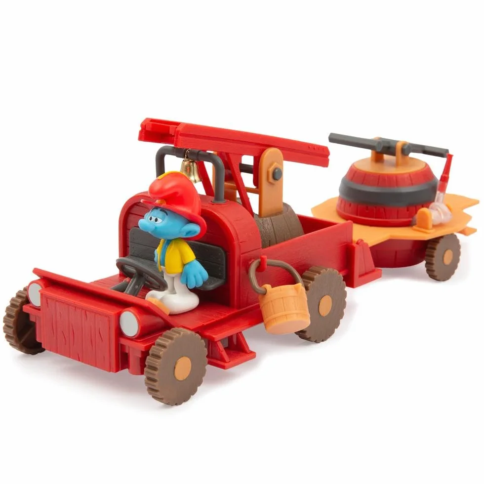 Giochi Preziosi Smerfy - zestaw zabaw Smerfów strażacki z realistycznymi funkcjami, akcesoriami i postacią Smerfa Ekskluzywny 5,5 cm w zestawie, dla dzieci od 3 lat