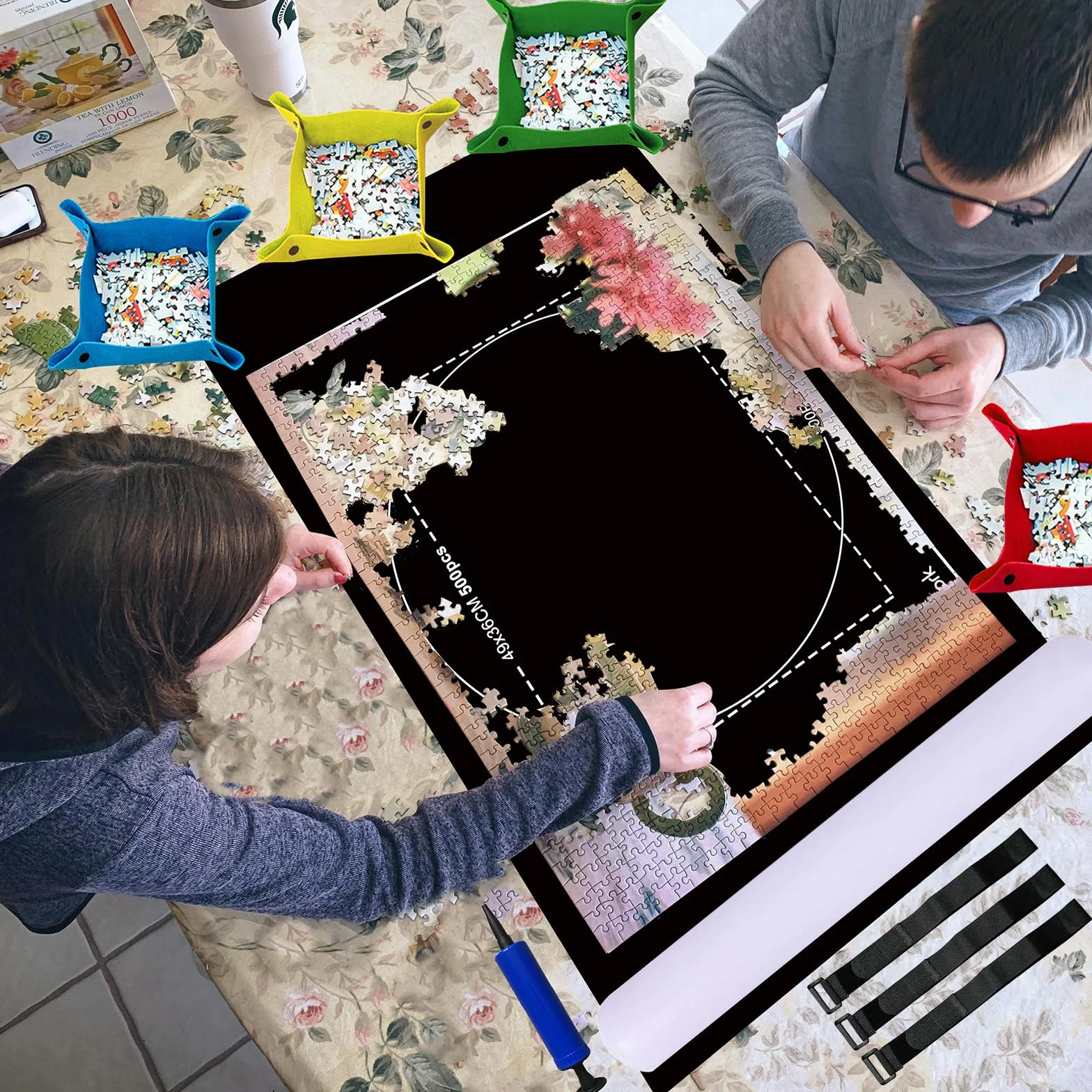 Celawork Mata do puzzli do puzzli, z maksymalnie 1000 elementami puzzli, mata do puzzli, bieżnia
