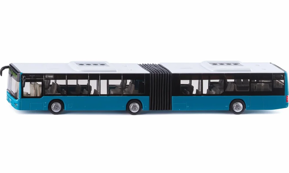 siku 3736, MAN Autobus przegubowy, 1:50, W zestawie 2 arkusze naklejek, Metal/Tworzywo sztuczne, Turkusowy, Zabawkowy model, Gumowe opony, Otwierane drzwi
