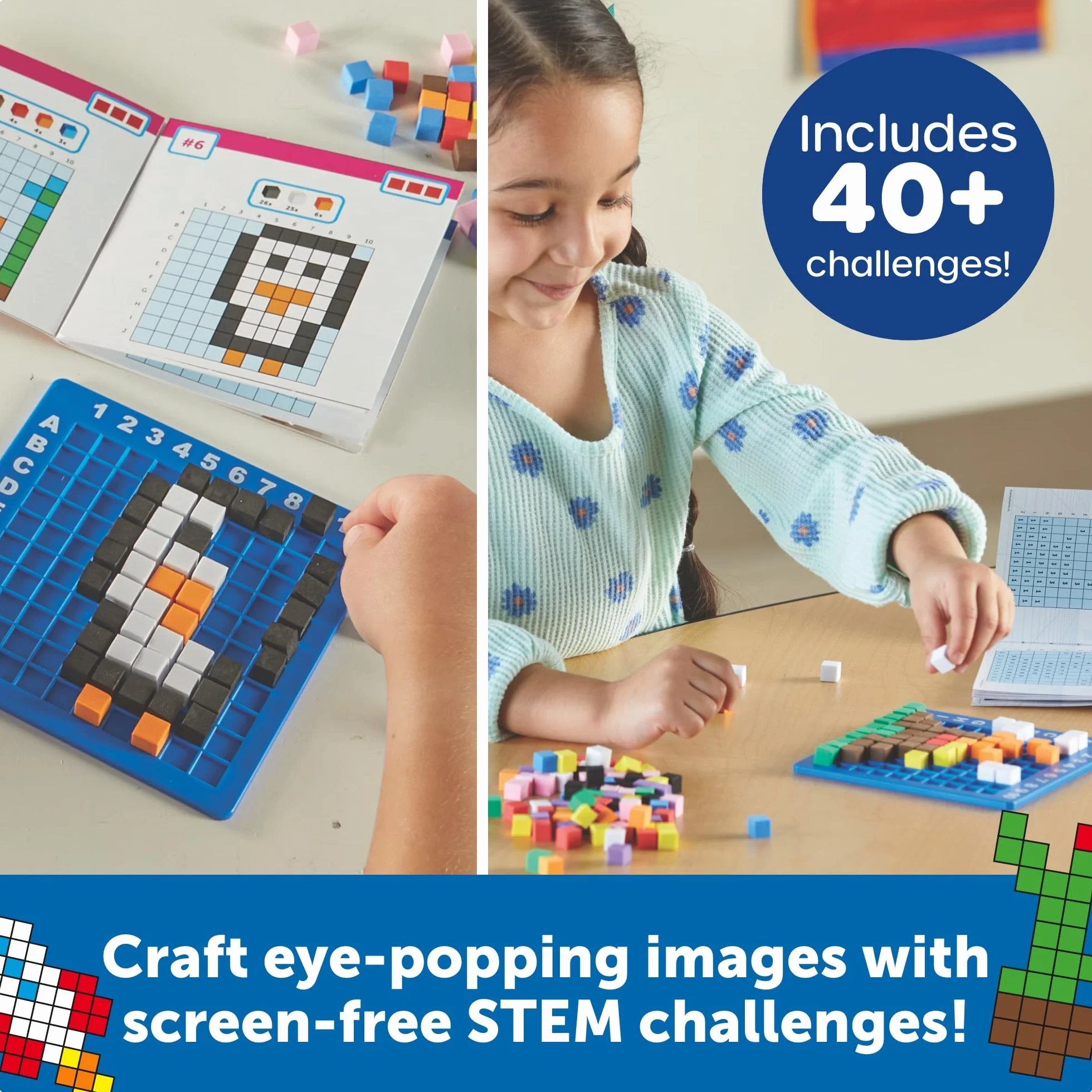 Learning Resources Pikselowa Sztuka STEM Explorers, 402 Elementy, Od 5 Lat, Zabawki dla Dzieci, Podstawy Kodowania, Zajęcia Szkolne