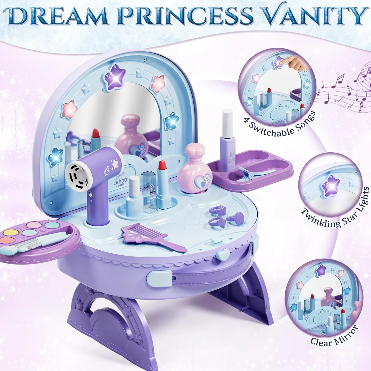 Lehoo Castle Toaletka dziecięca z akcesoriami tęczowy design zestaw do zabawy