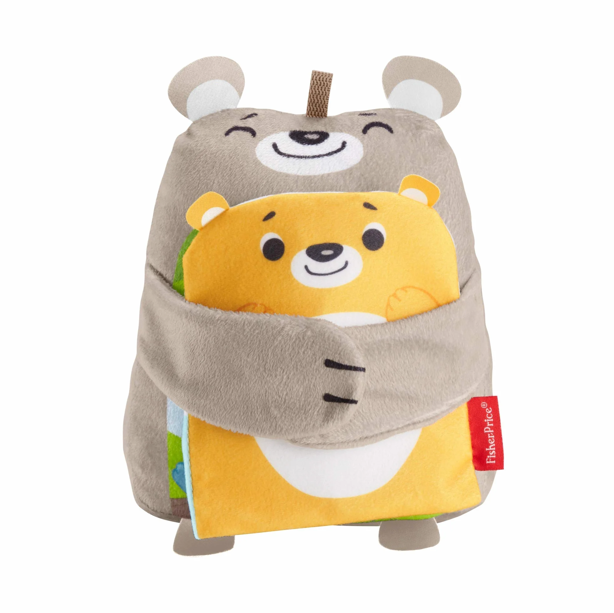 Fisher-Price Miękkie zwierzątka – Książeczka aktywizująca, milutki miś + miękka książeczka sensoryczna (lusterko i gryzaczek), dla dzieci powyżej 3 miesiąca życia, GJD37