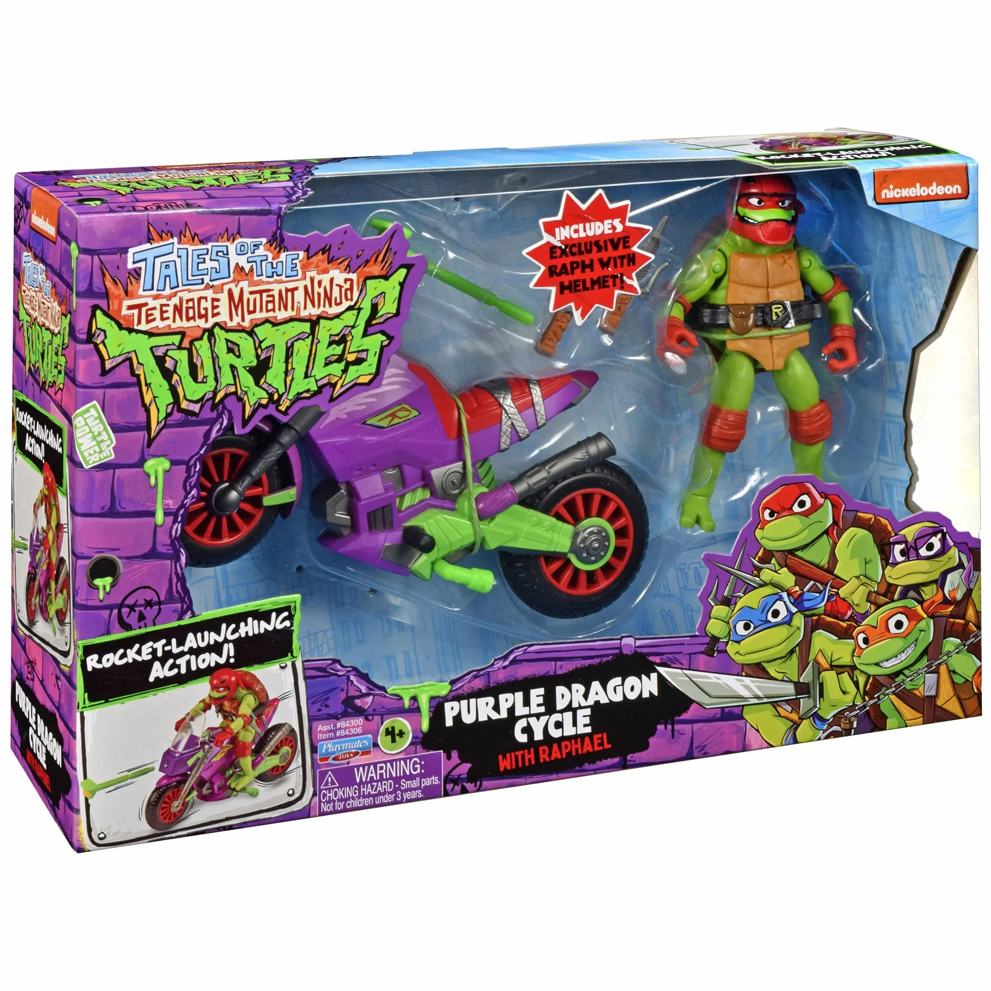 Wojownicze Żółwie Ninja Fioletowy Motocykl Z Raphael, pojazd + figurka