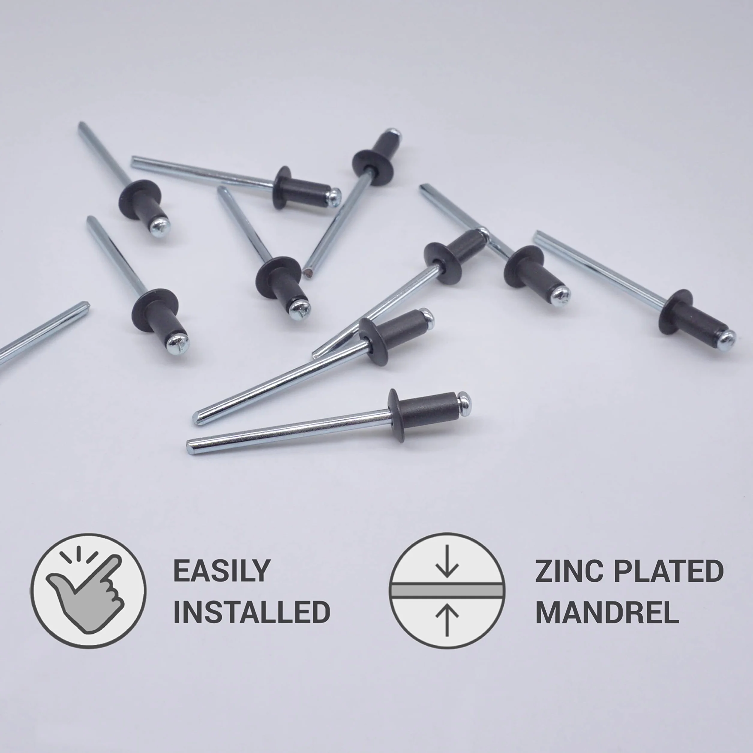 Marcopol (100 szt.) Malowane nity zrywalne 4,0 x 8 mm, głowica kopułkowa, DIN 7337, nit aluminiowy i stalowy trzpień, pop (100, antracyt szary RAL 7016)