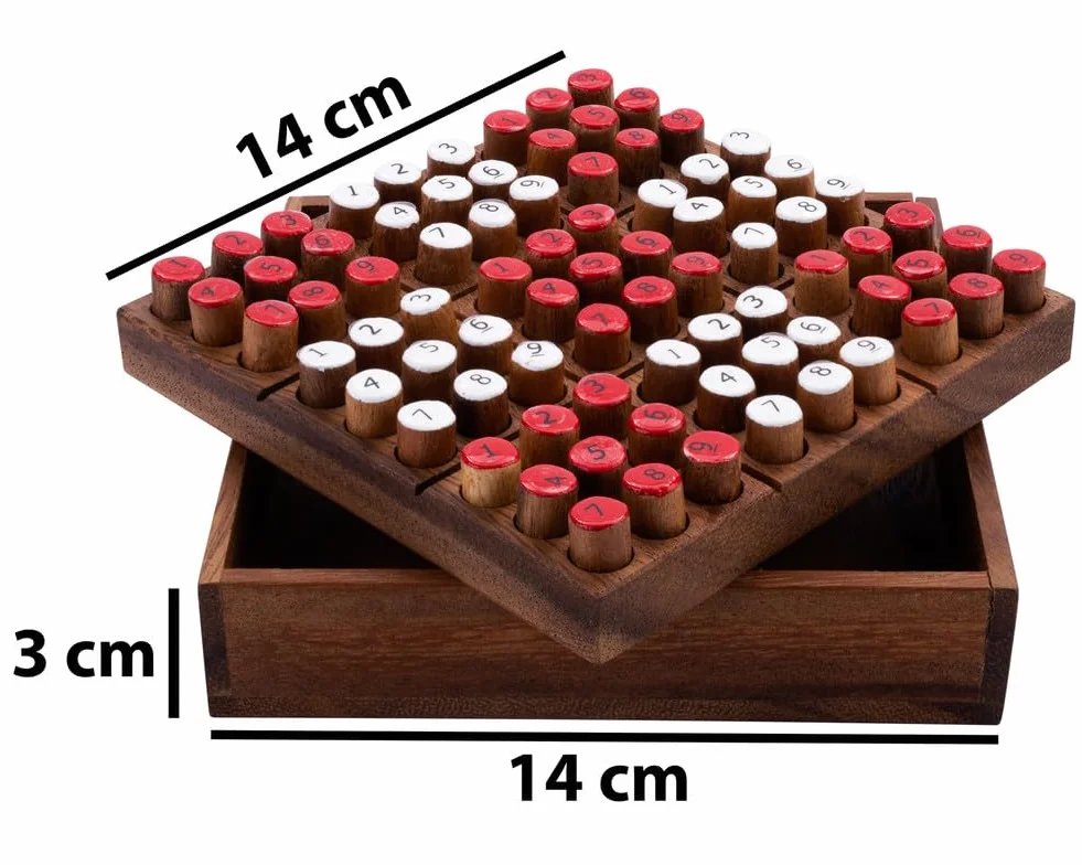 Engelhart – 350230 – Drewniane Sudoku w pudełku – łamigłówka matematyczna – gra logiczna – 1 gracz – 14 x 14 cm
